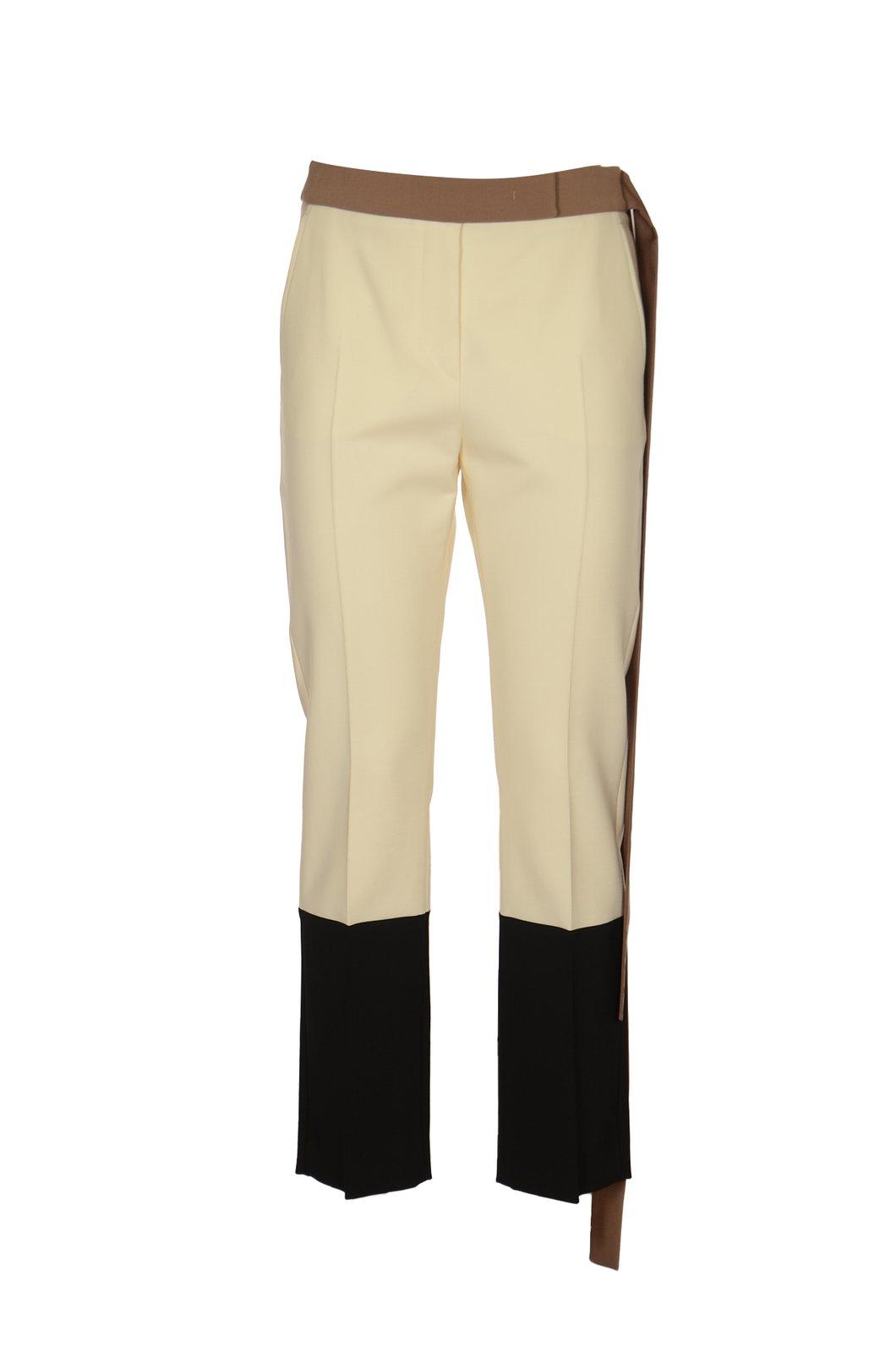 Shop Max Mara Capra Tie Detailed Straight Leg Trousers In White