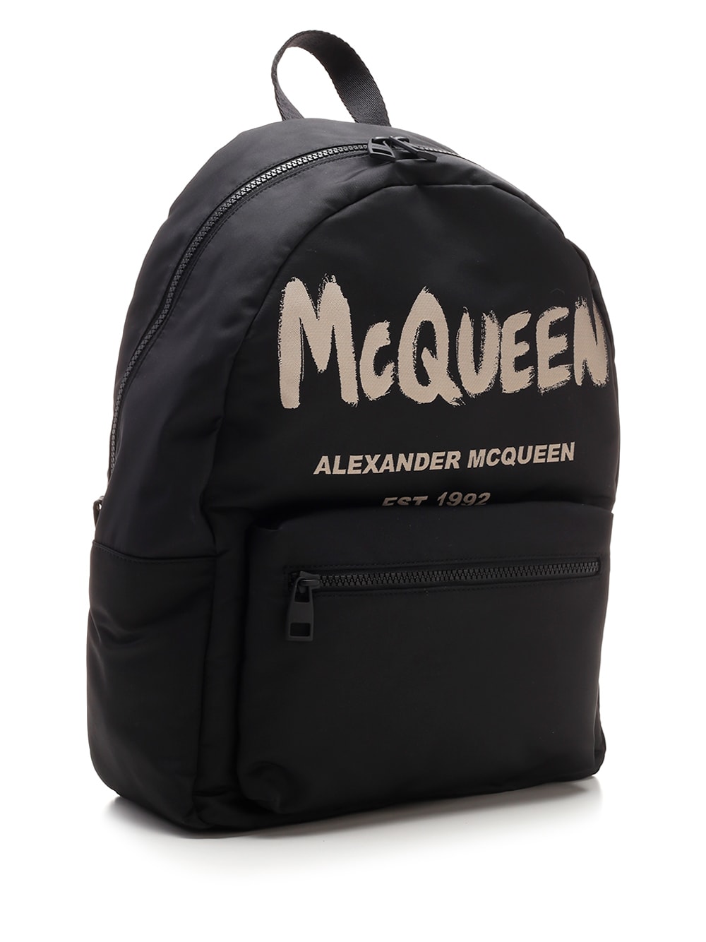 Shop Alexander Mcqueen Black Metropolitan Graffiti Backpack In Black/ivory