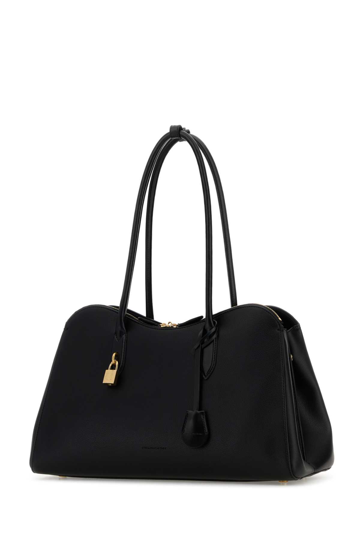 Stella Mccartney Black Synthetic Leather Ryder Shopping Bag In Black