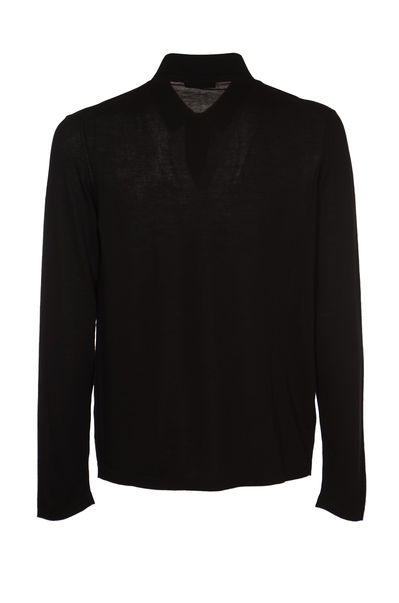 Shop Roberto Collina Rib Trim Plain Knit Shirt In Black