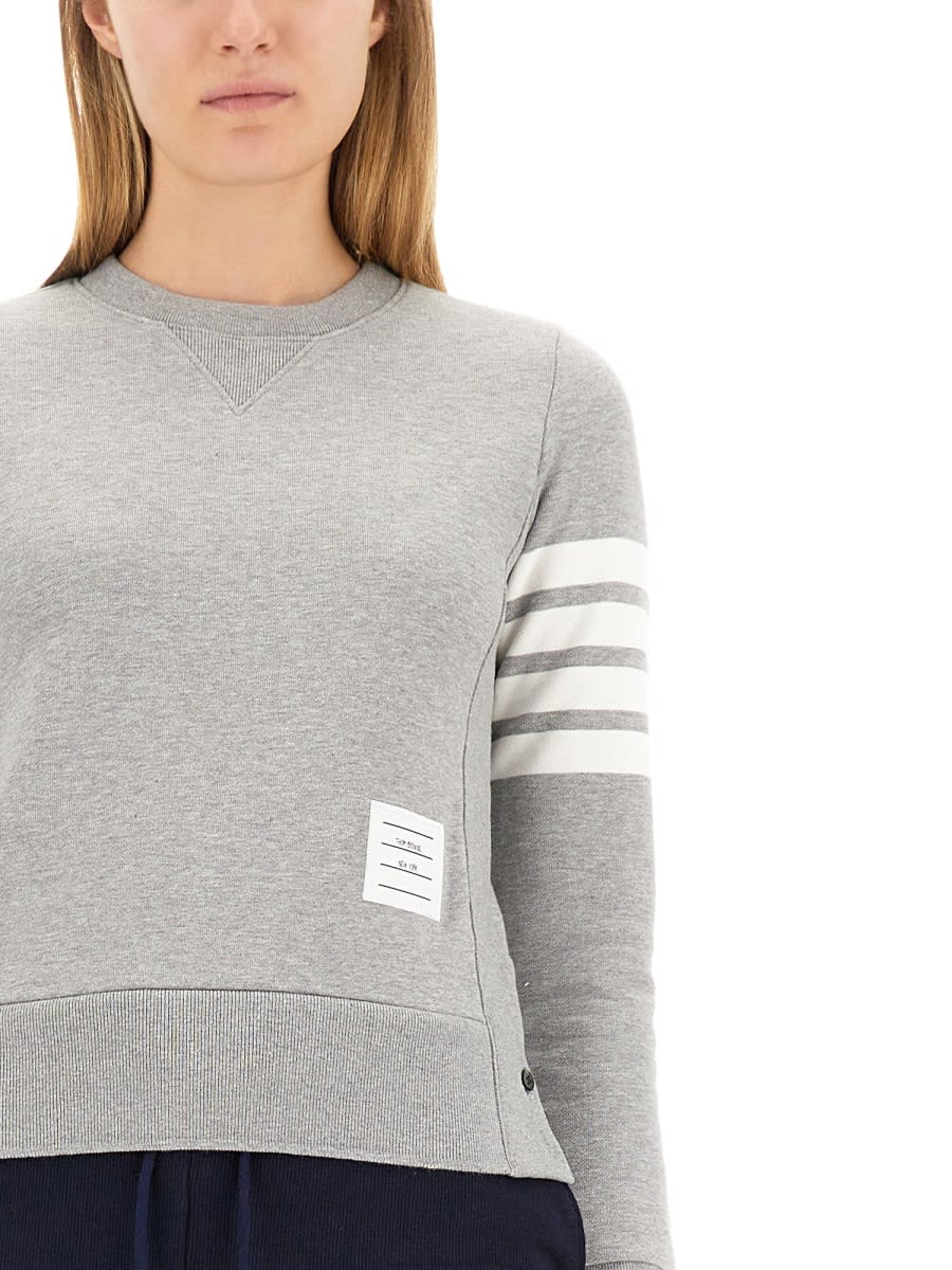 Shop Thom Browne 4-bar Crew Neck Sweatshirt In Grey