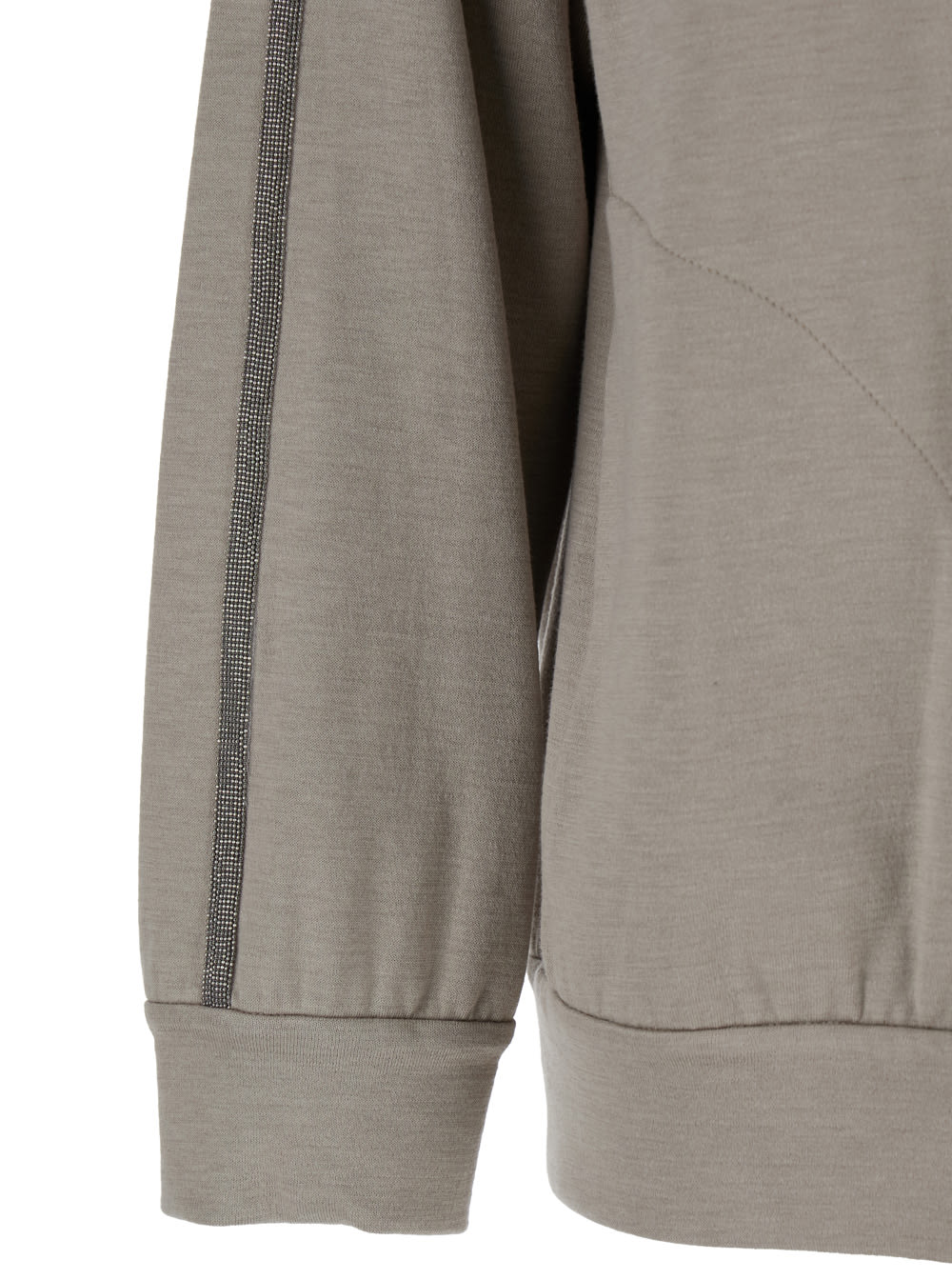 Shop Brunello Cucinelli Grey Hoodie With Monile Detail In Cotton Blend Woman