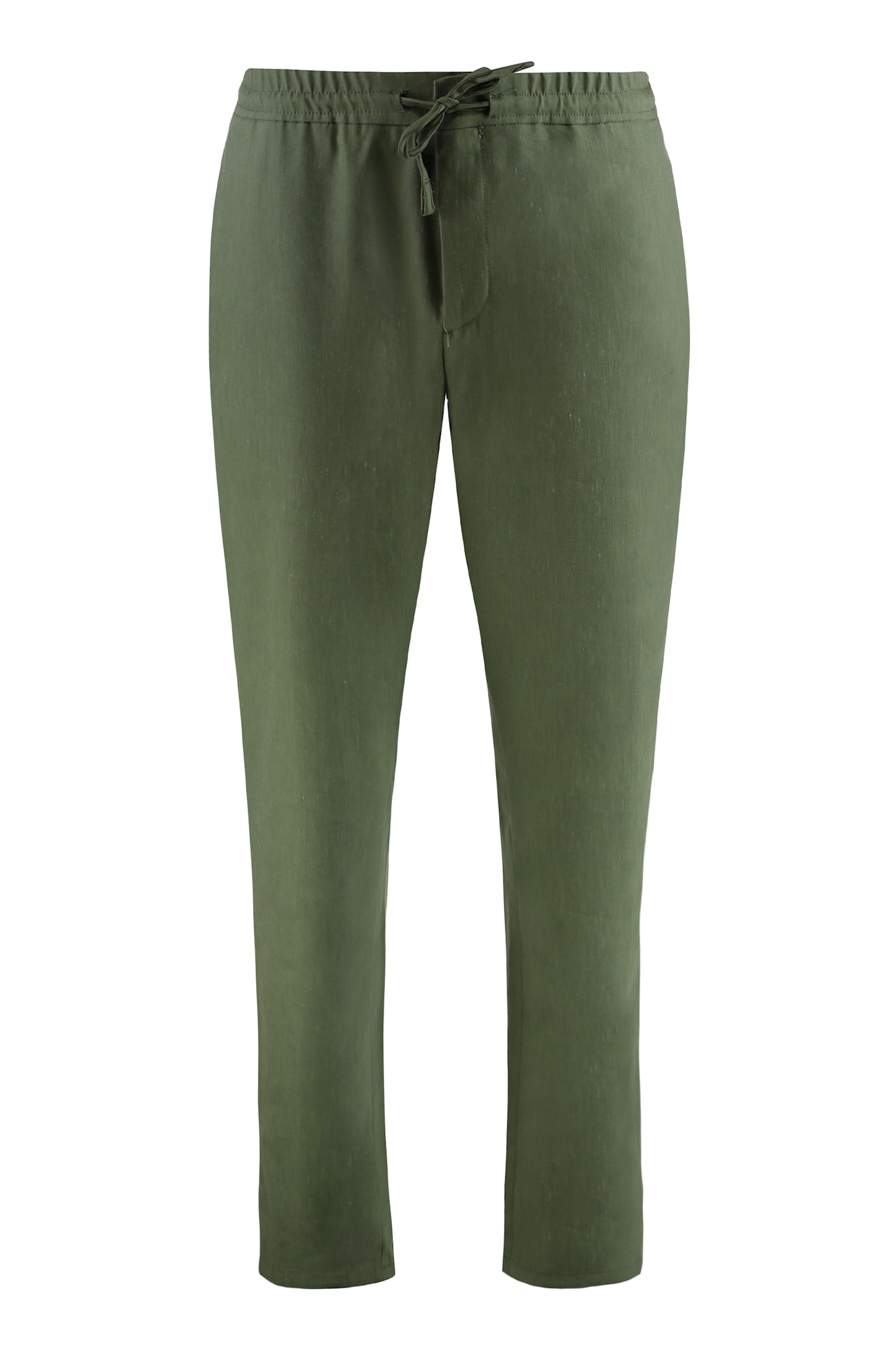 Canali Drawstring Wool-blend Regular Trousers In Green