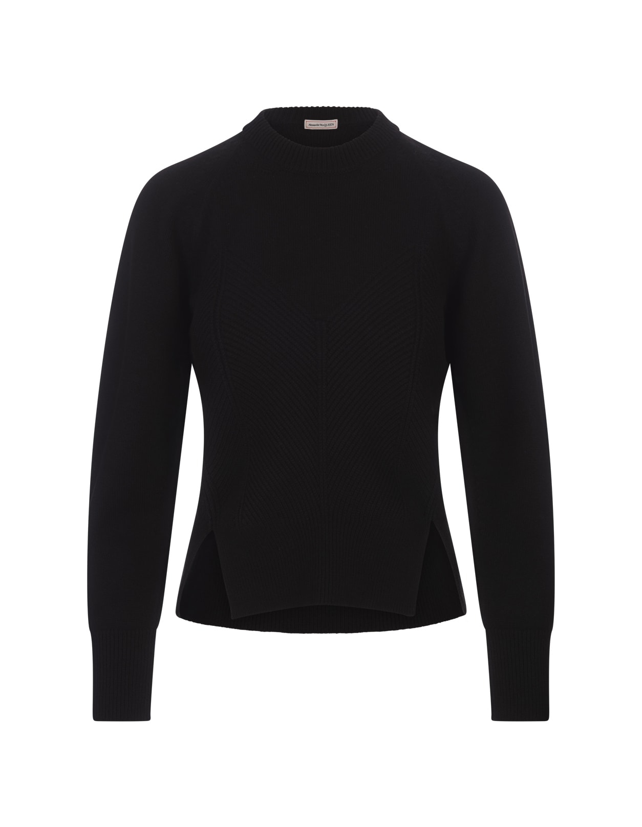 Alexander McQueen Black Sweater With Ribbed Detail