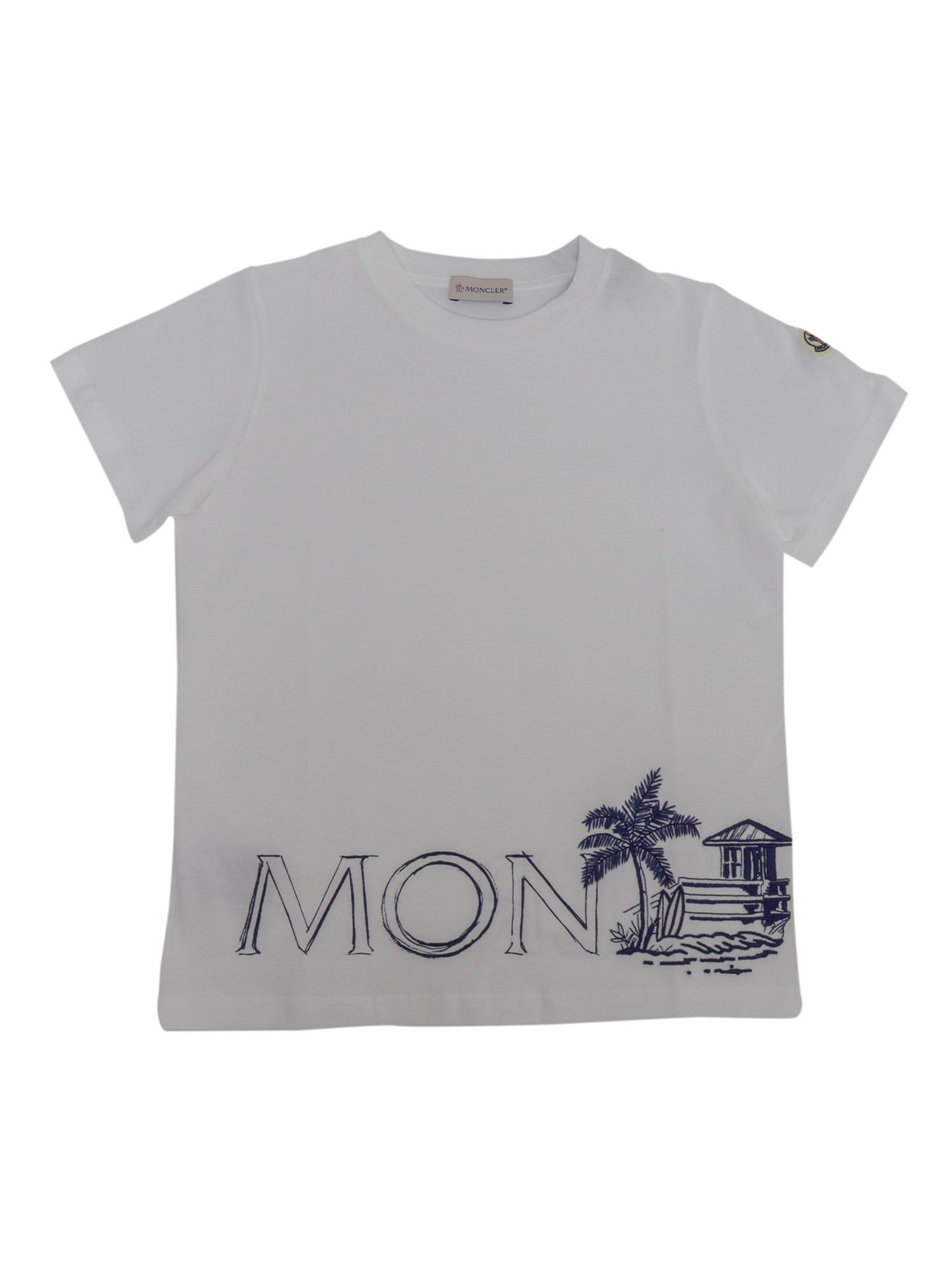 Moncler Kids' Beach Logo T-shirt In White