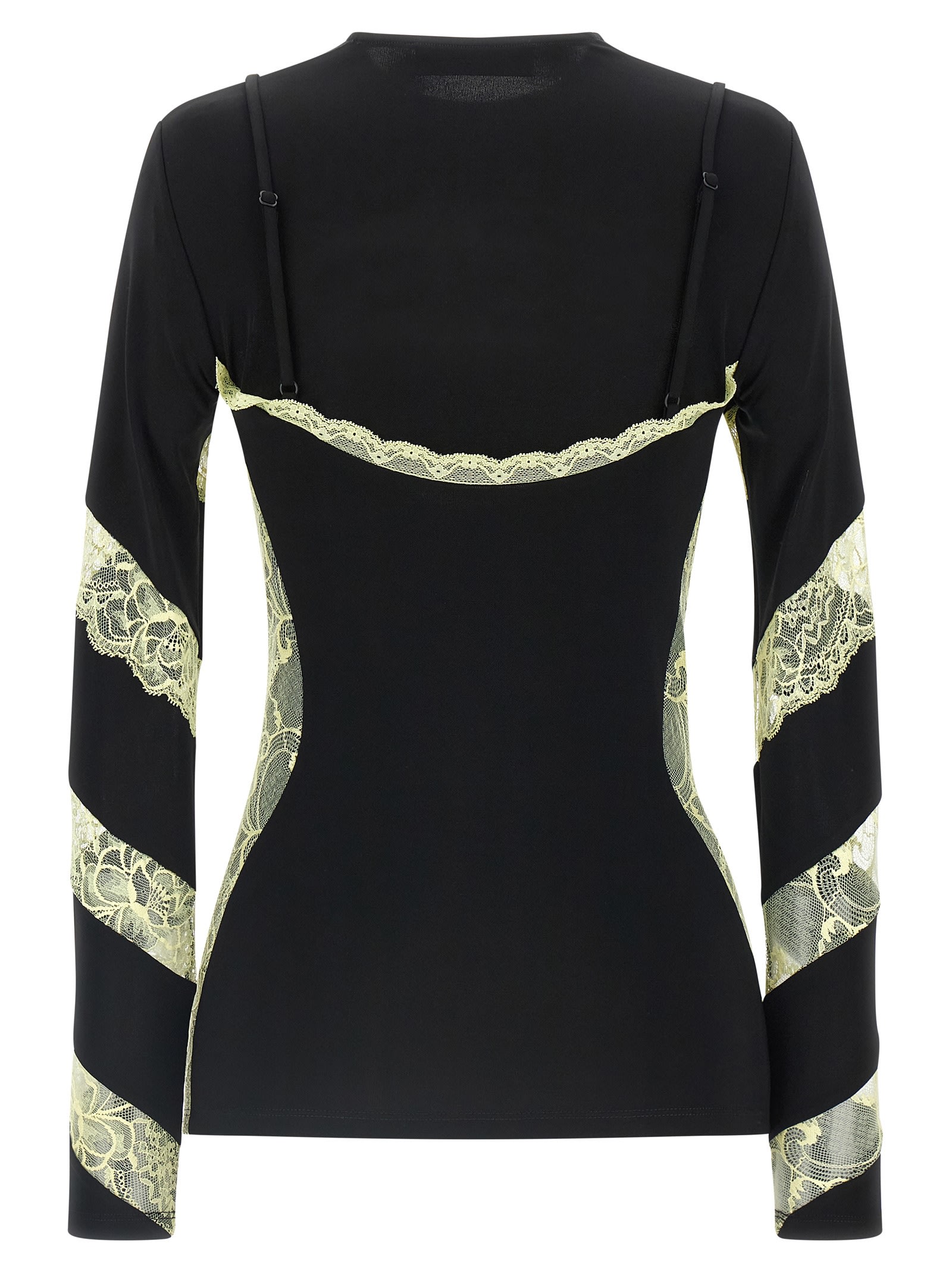 Marine Serre Illusion Effect Fitted Long Sleeve Top In Black