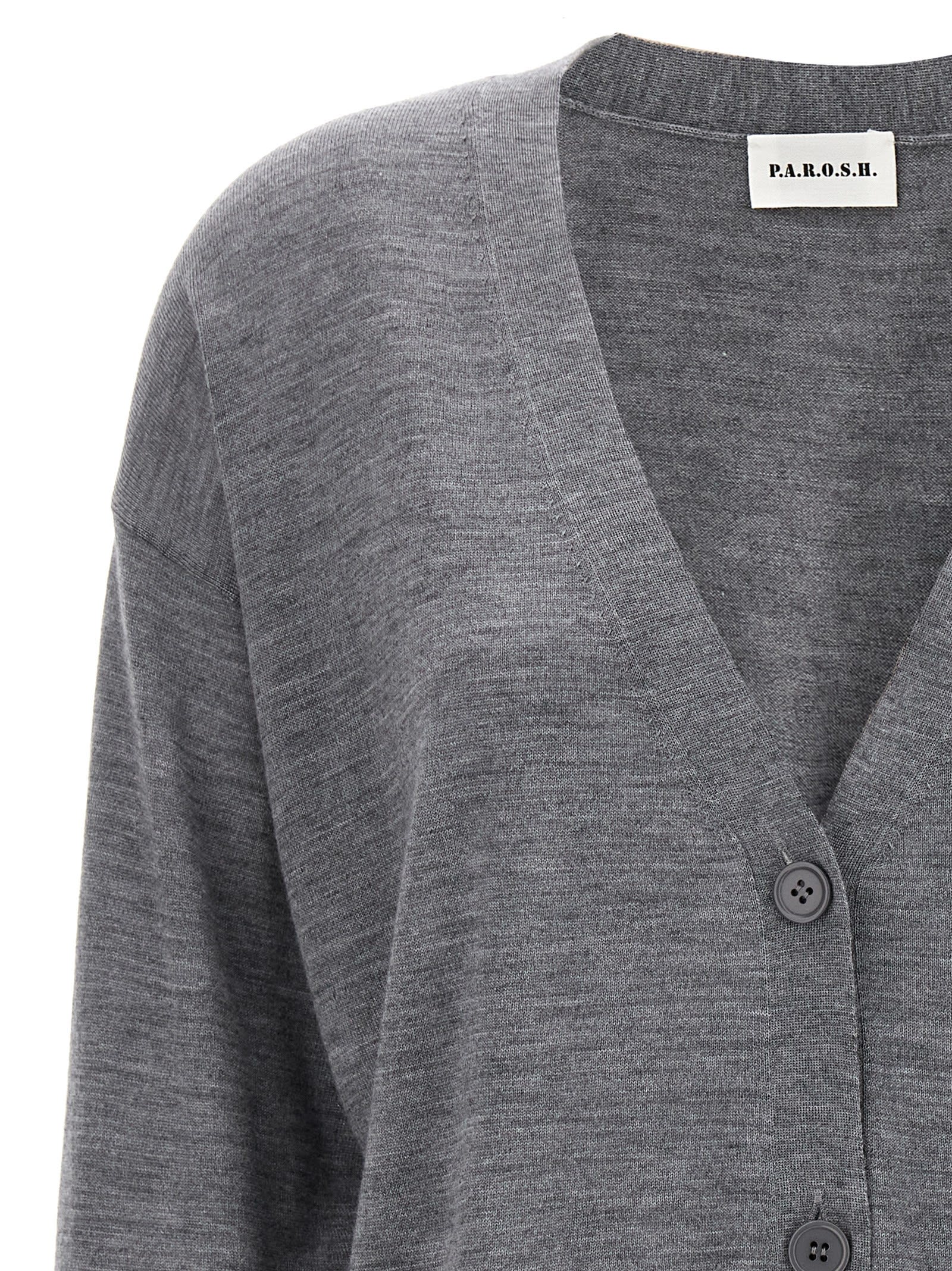 Shop P.a.r.o.s.h Wool Blend Cardigan In Gray