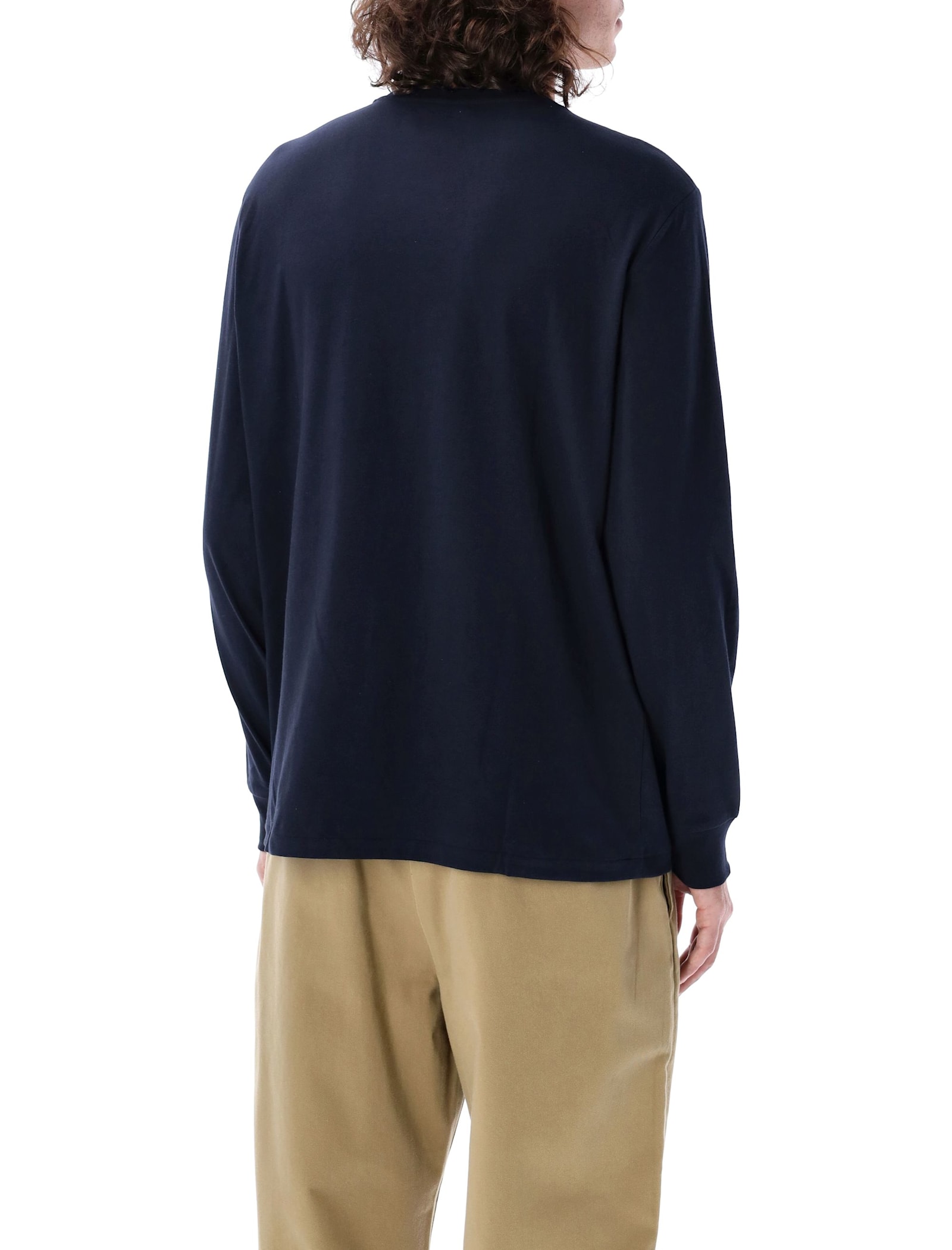 Ralph Lauren Long Sleeve Crew Neck Sweater With Ribbed Cuffs In Black