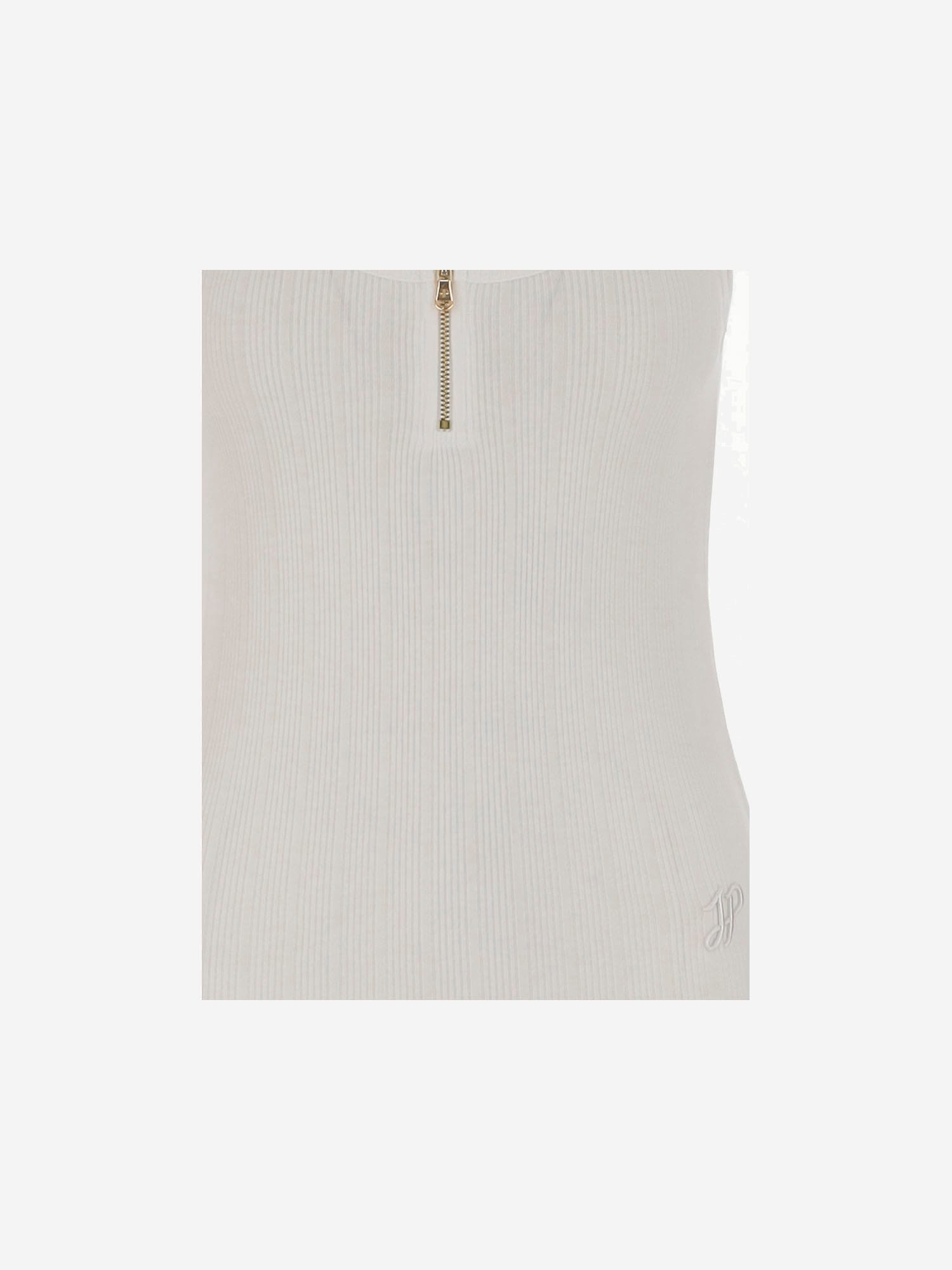 Patou Cotton Blend Knit Top With Logo