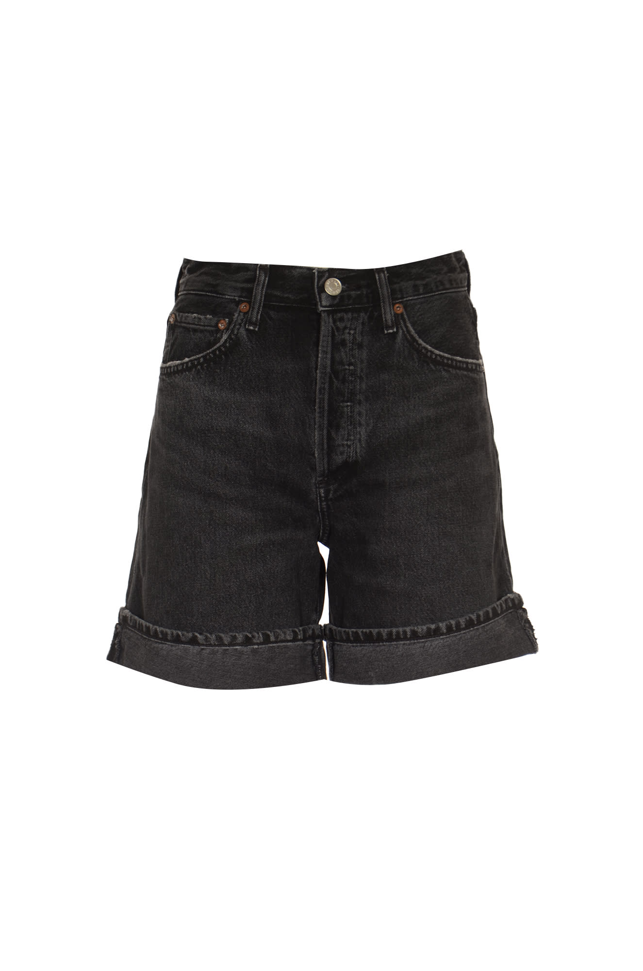 Shop Agolde High Rise Baggy Cuff Short Dame Shorts In Bewitched