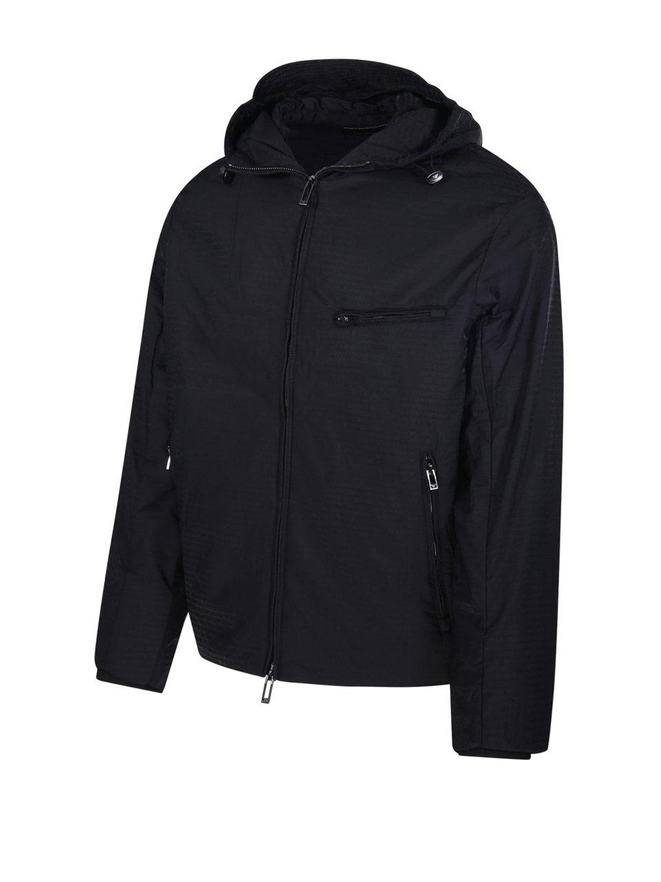 Shop Emporio Armani Zip-up Padded Hooded Jacket In Black