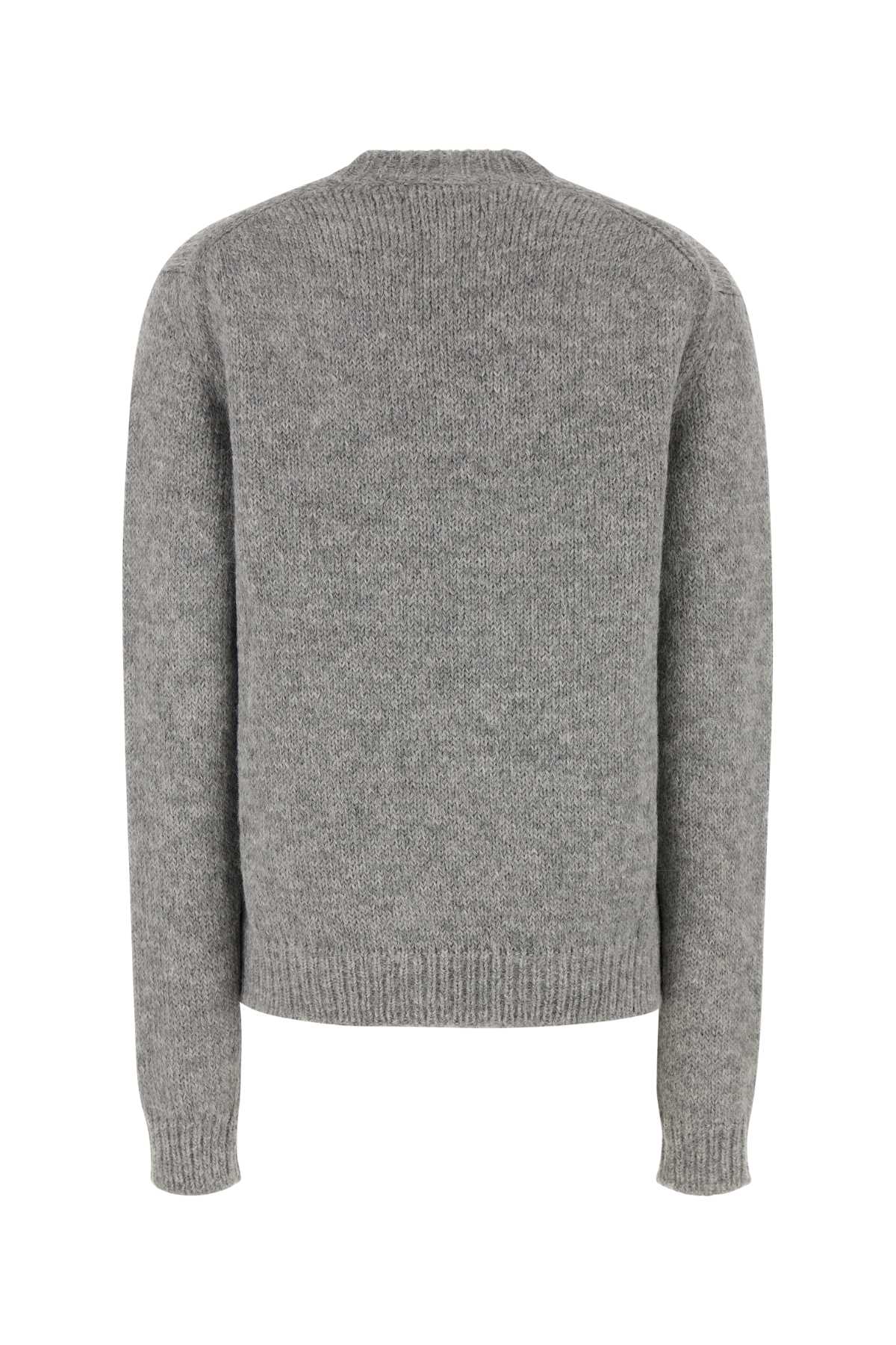 Jil Sander Alpaca Wool Blend Sweater With Ribbed Cuffs In Green