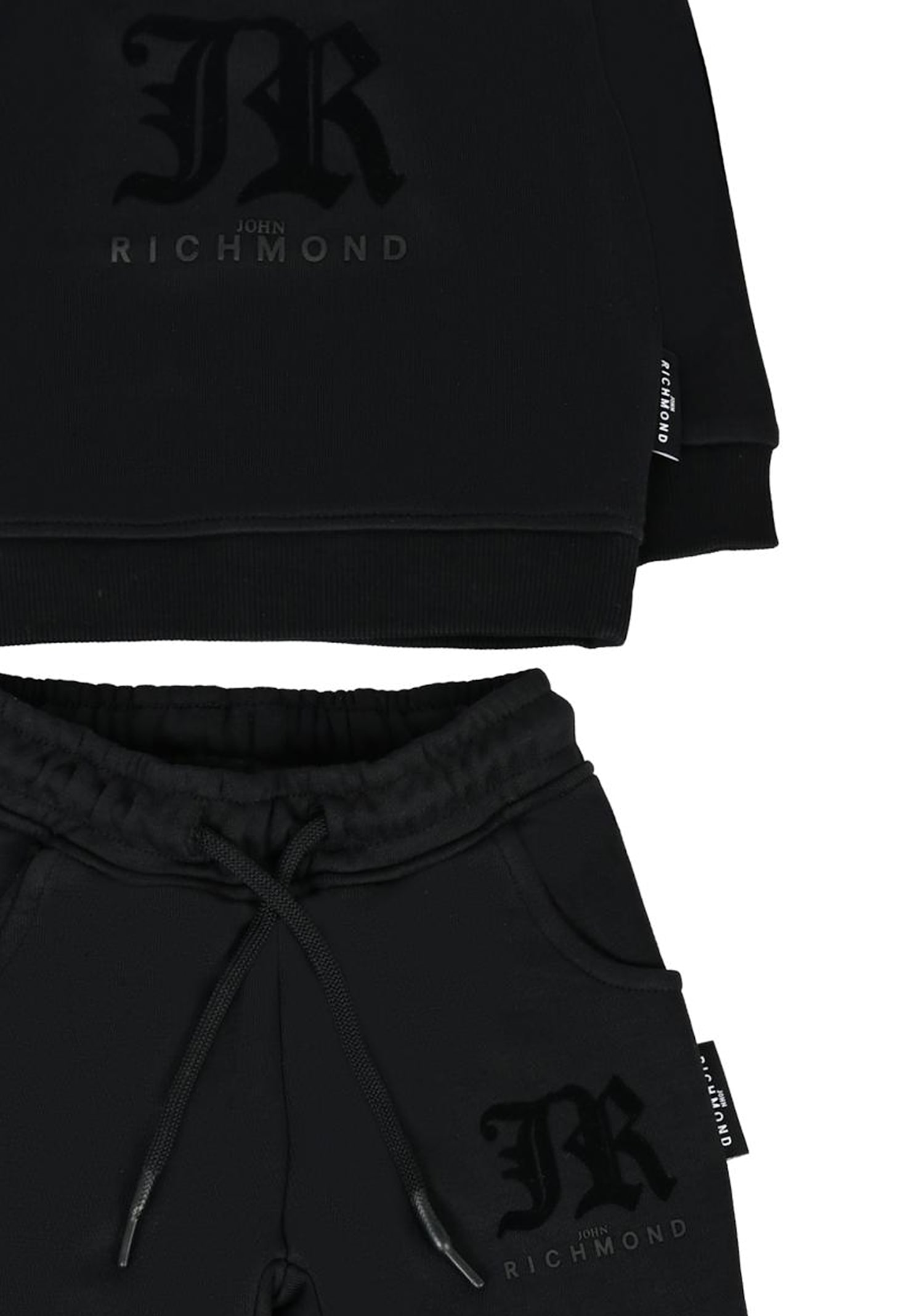 Richmond Black Suit For Babykids With Logo In Black