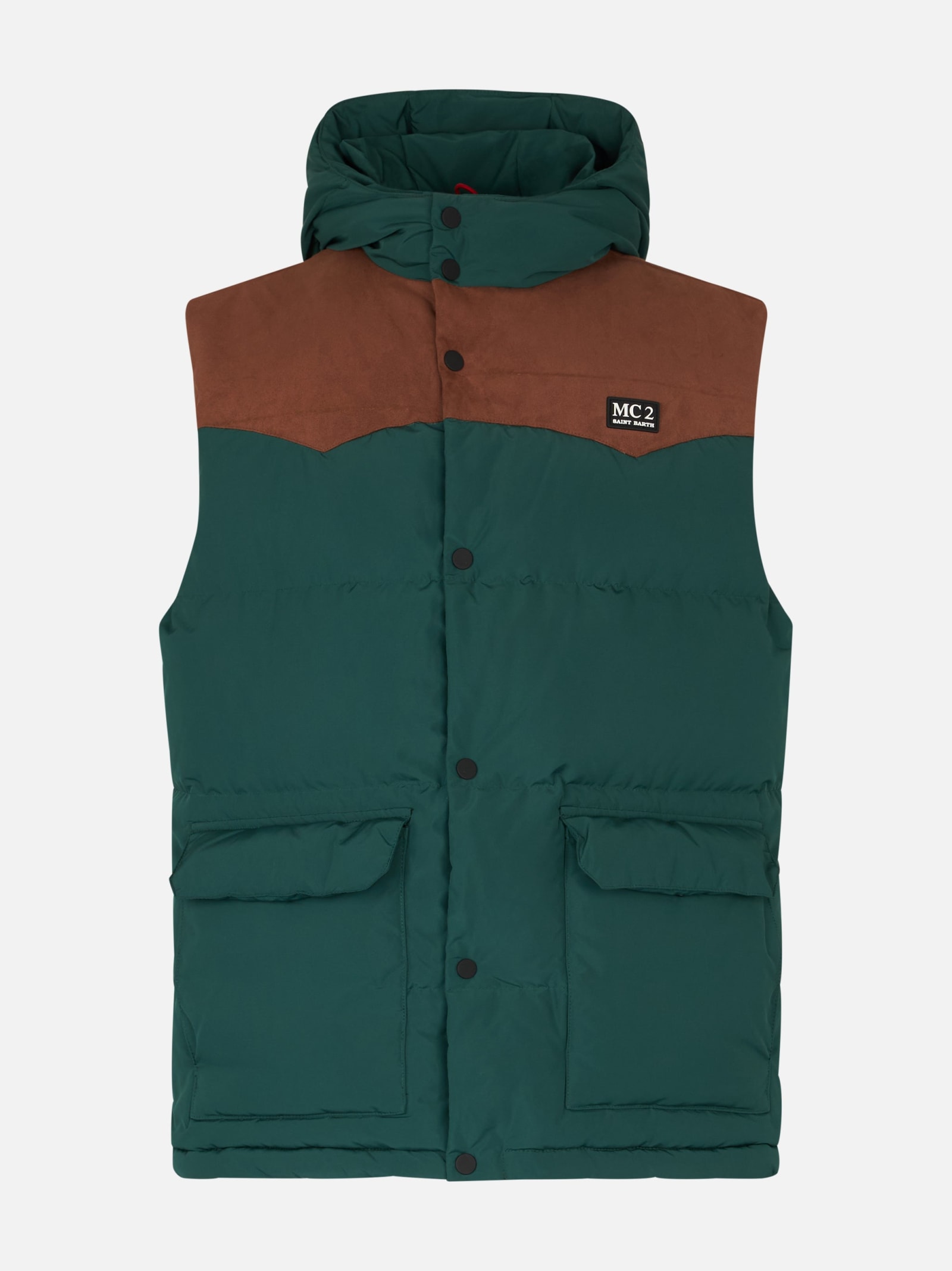 Shop Mc2 Saint Barth Man Green Down Vest