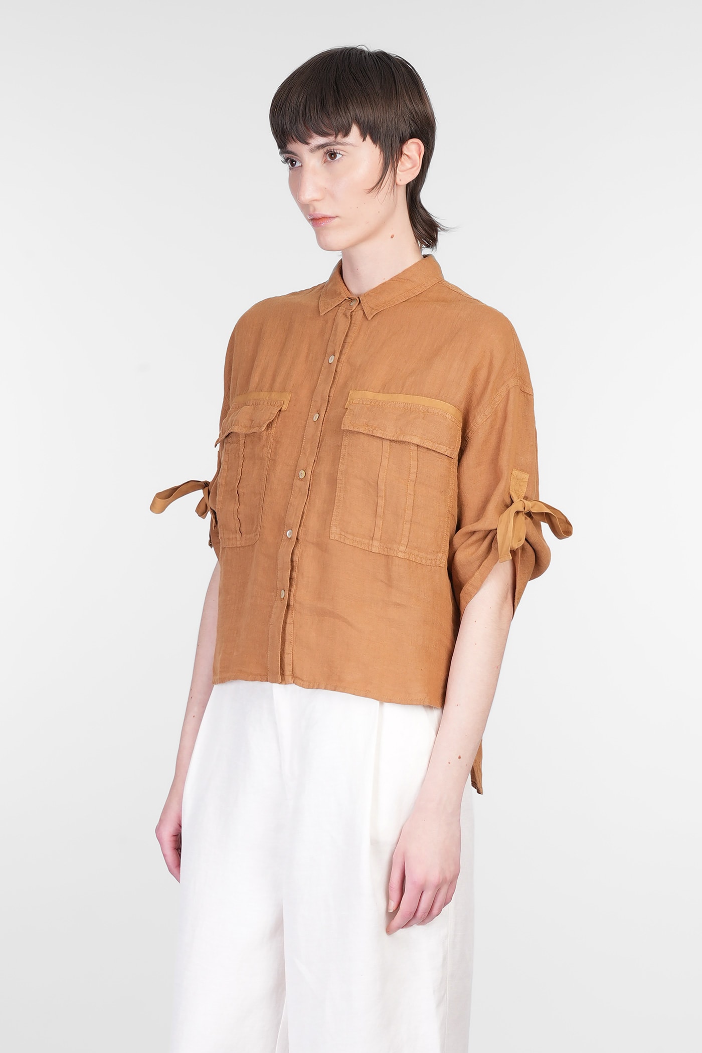 120% Lino Shirt In Brown Linen