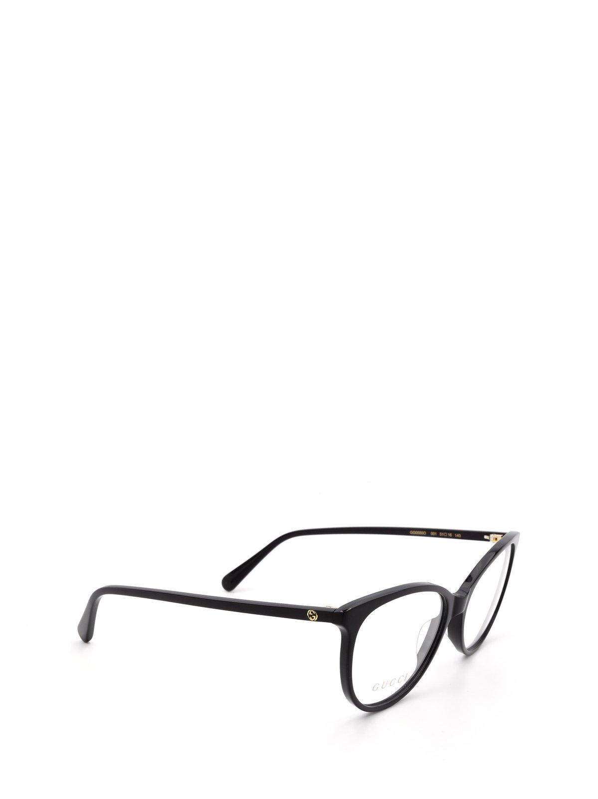 Shop Gucci Cat Eye Frame Glasses In Black-black-transparent