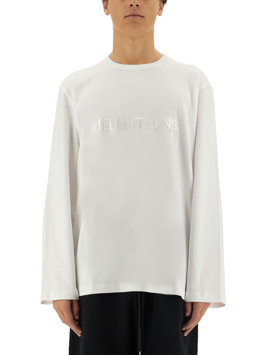 Helmut Lang Men's Logo Longsleeve T Shirt White In White