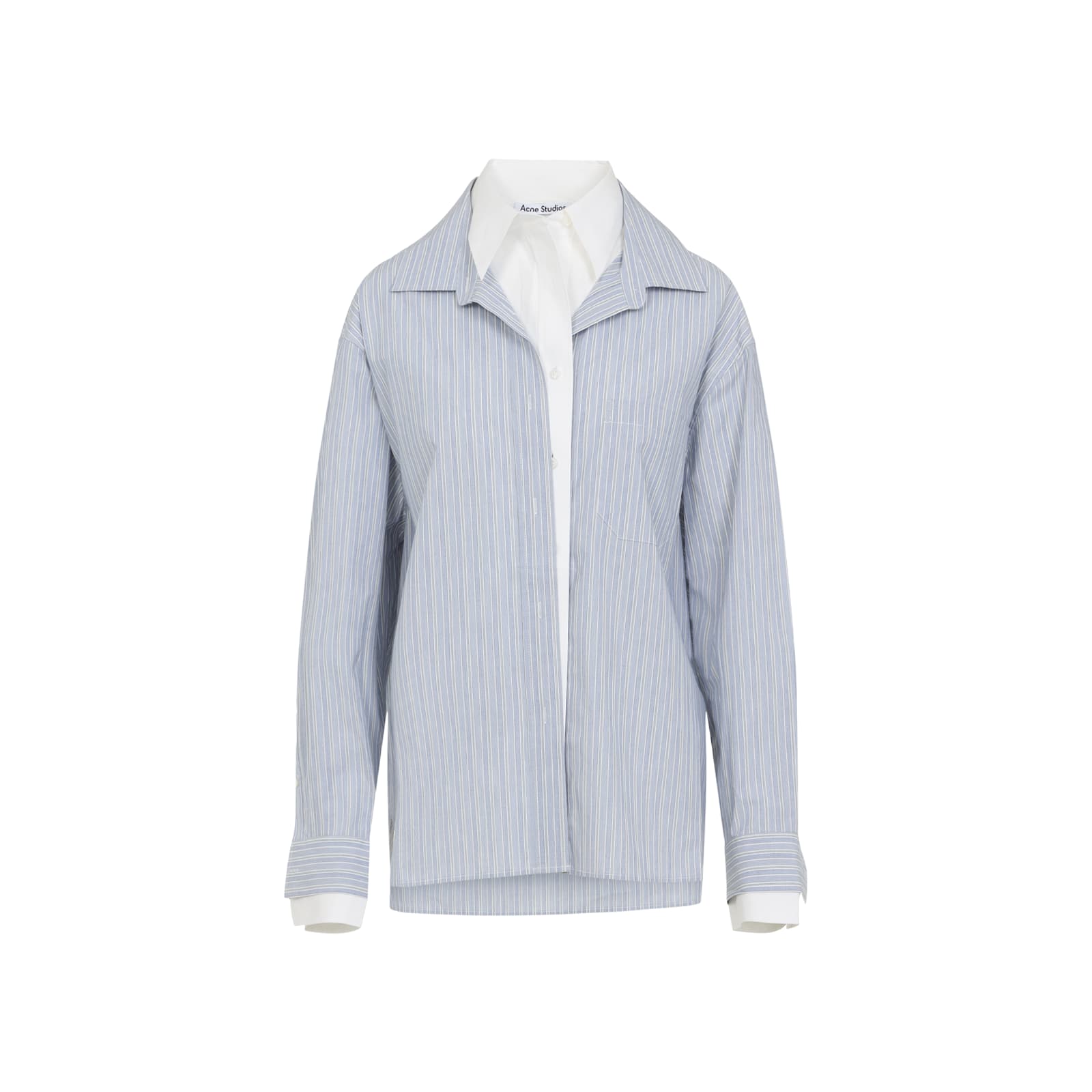 Acne Studios Womens Blue White Layered Striped Cotton-poplin Shirt In Blue