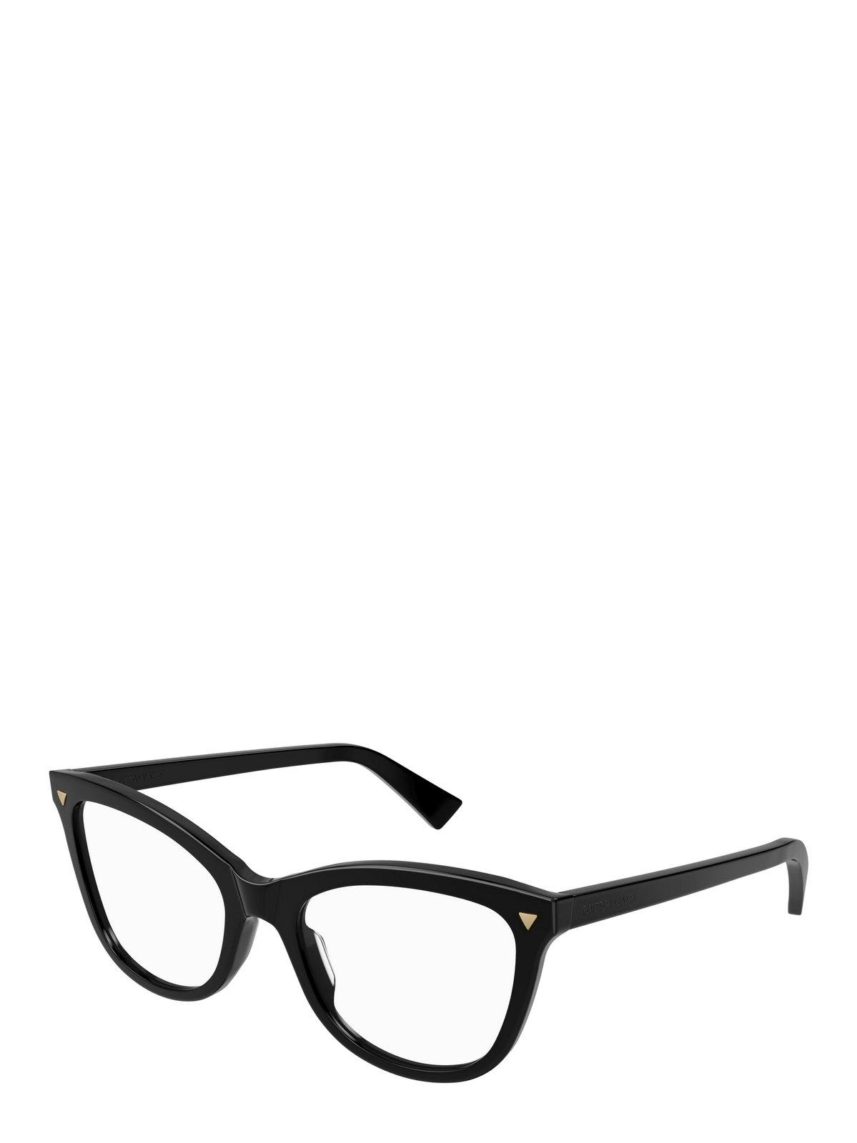 Shop Bottega Veneta Cat-eye Frame Glasses In 001 Black Black Transpare