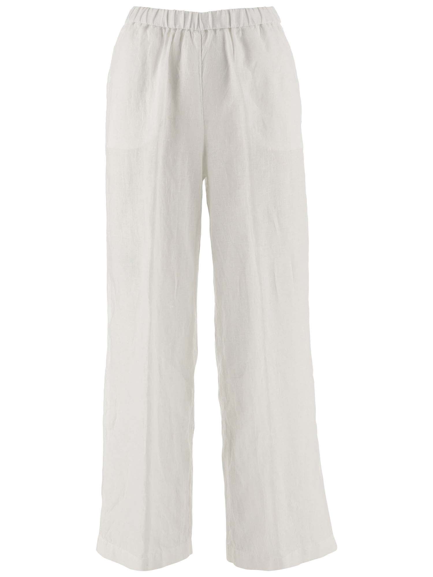 Shop Aspesi Linen Pants In Bianco