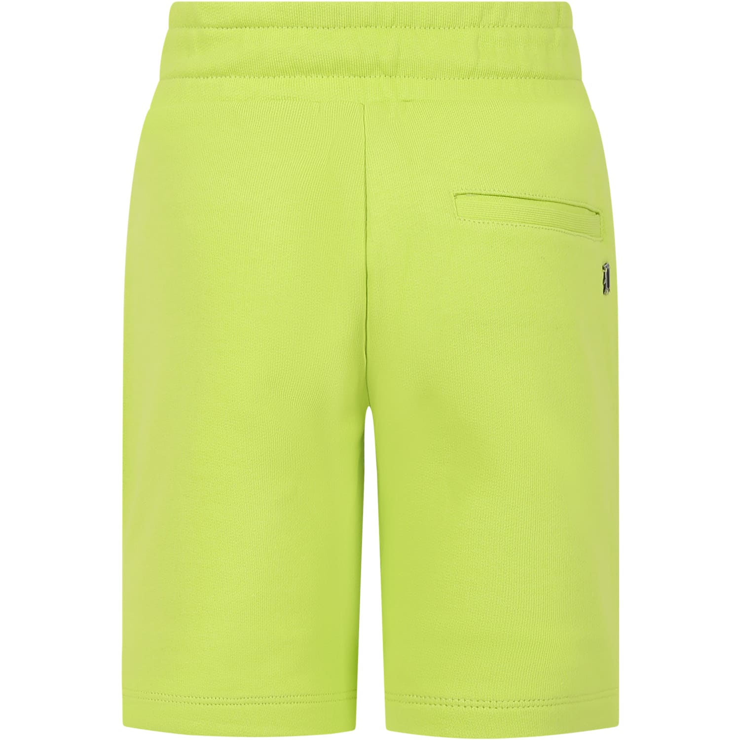 Shop Dondup Acid Green Shorts For Boy With Logo In Yellow