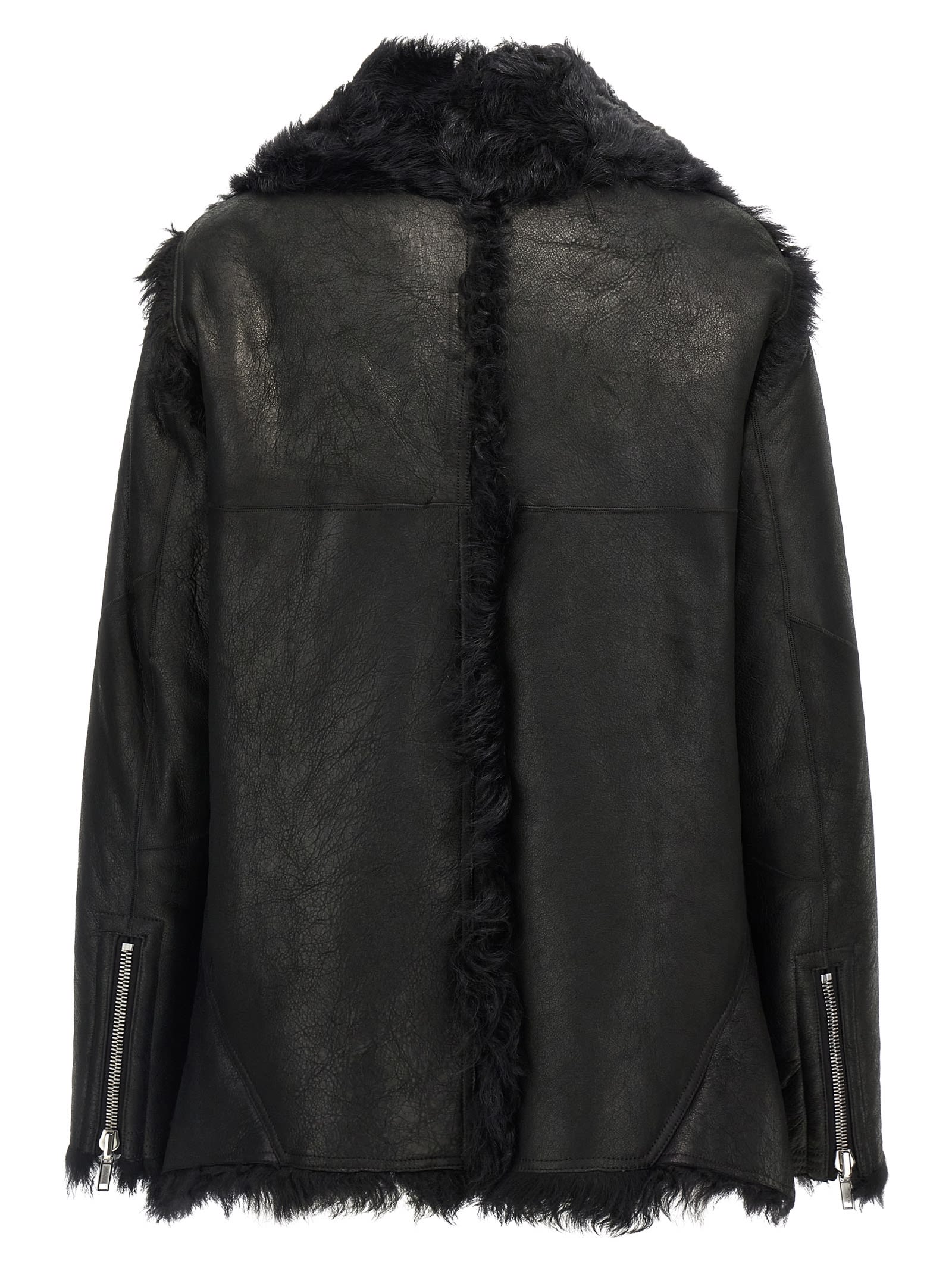 Rick Owens Exploder Zip-front Leather Jacket In Black