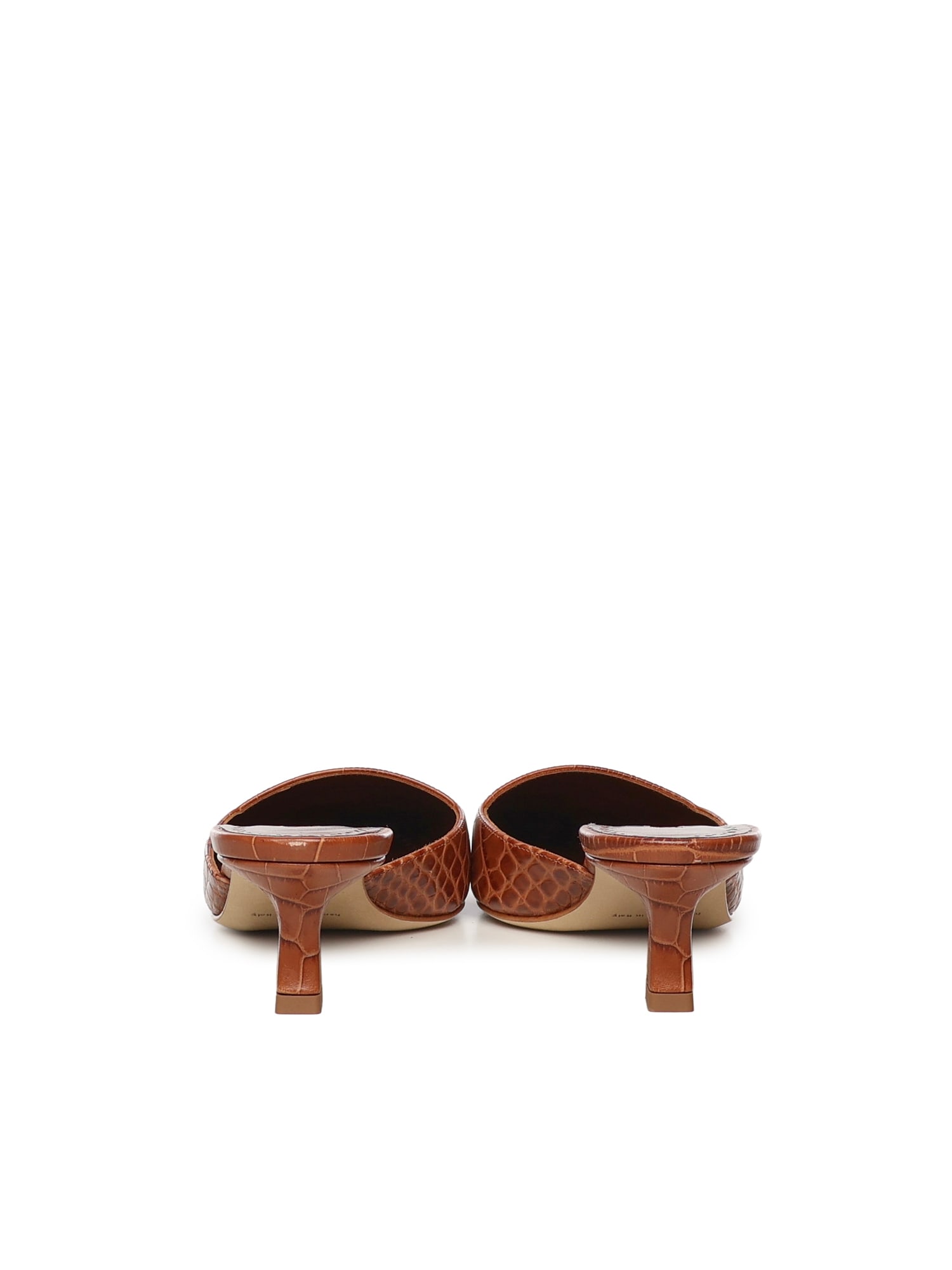 Manolo Blahnik Crocodile-embossed Mules In Brown