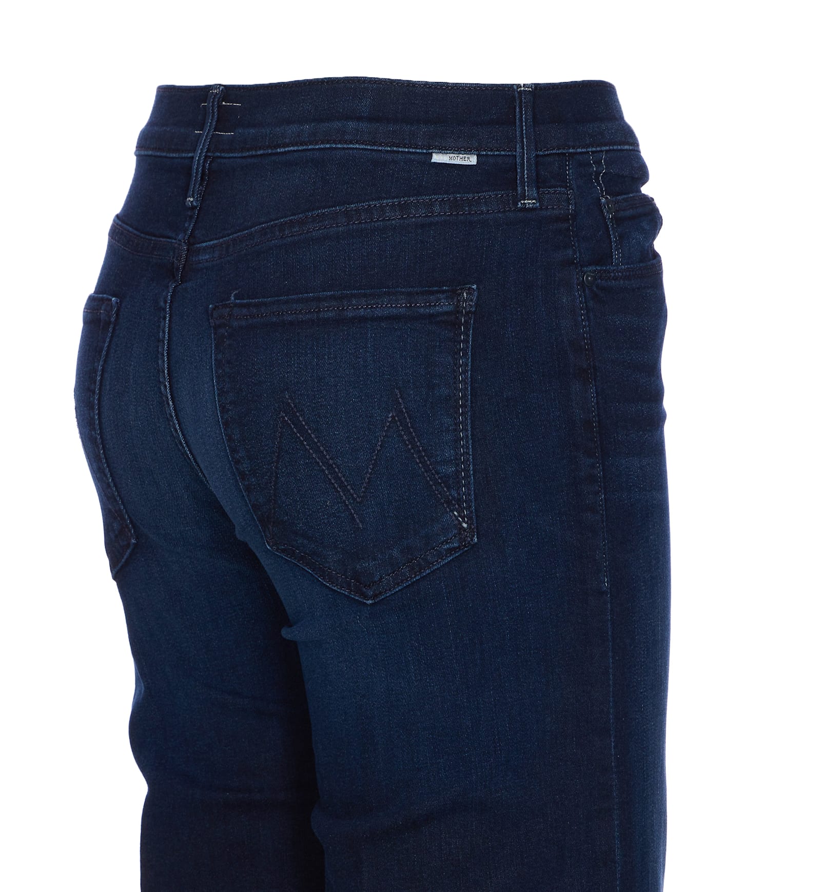 Mother Hustler Roller Sneak Slightly Flared Stonewashed Denim Trousers In Blue