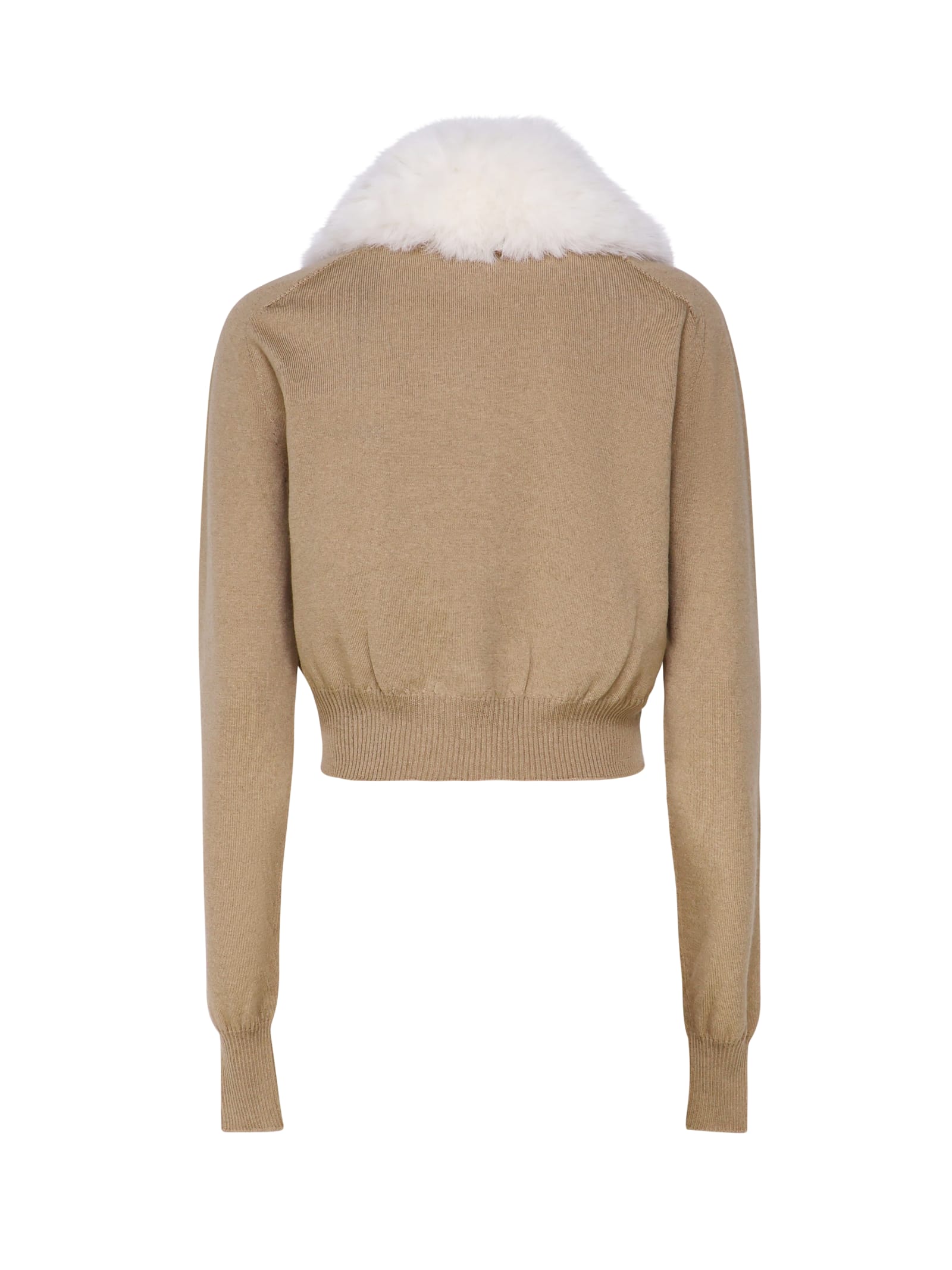 Shop Sportmax Sport Knitted And Fur Cardigan In Brown