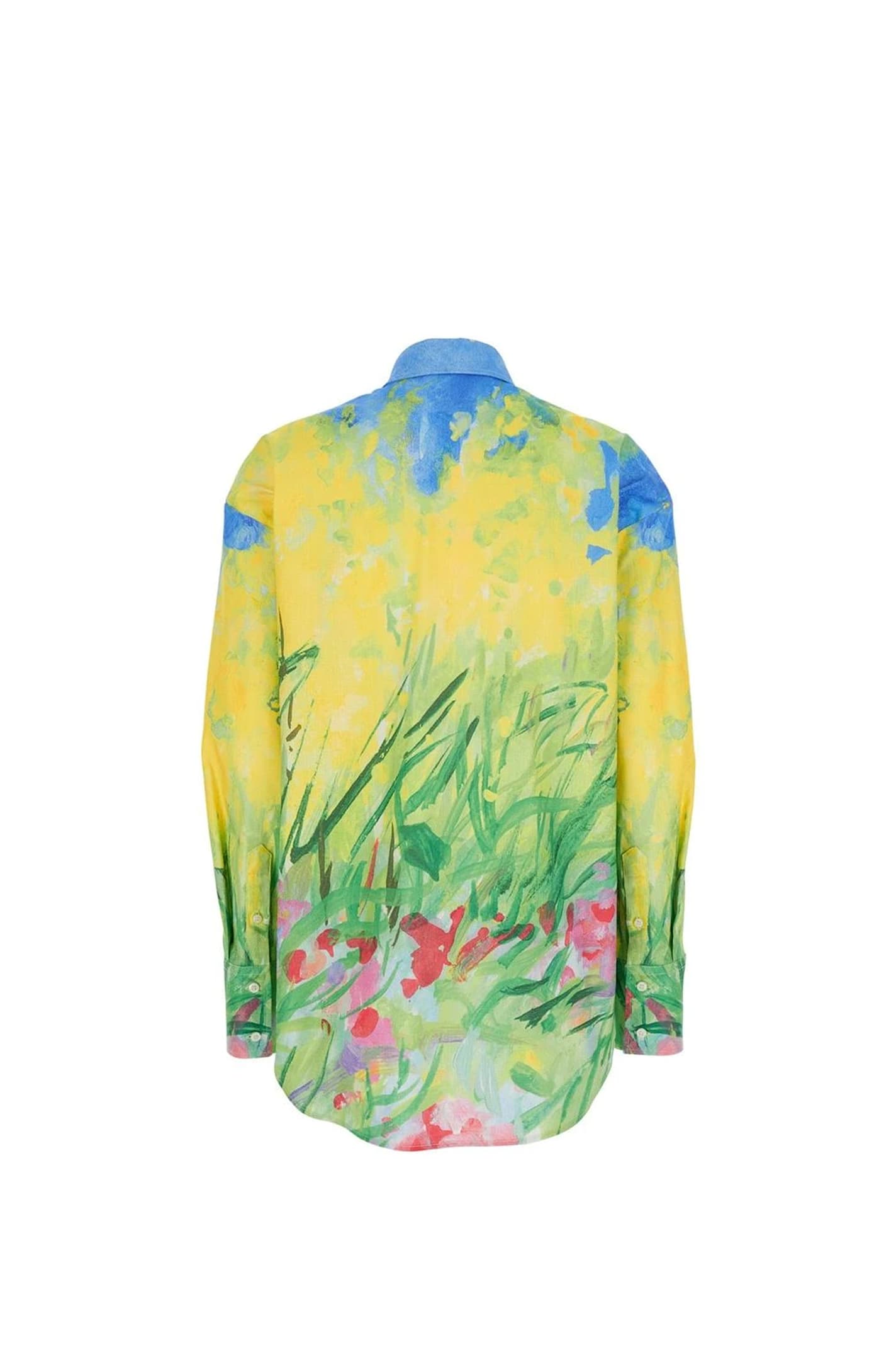 Msgm Multicolor Shirt With All-over Printed Floral Motif In Fabric Woman In Multi