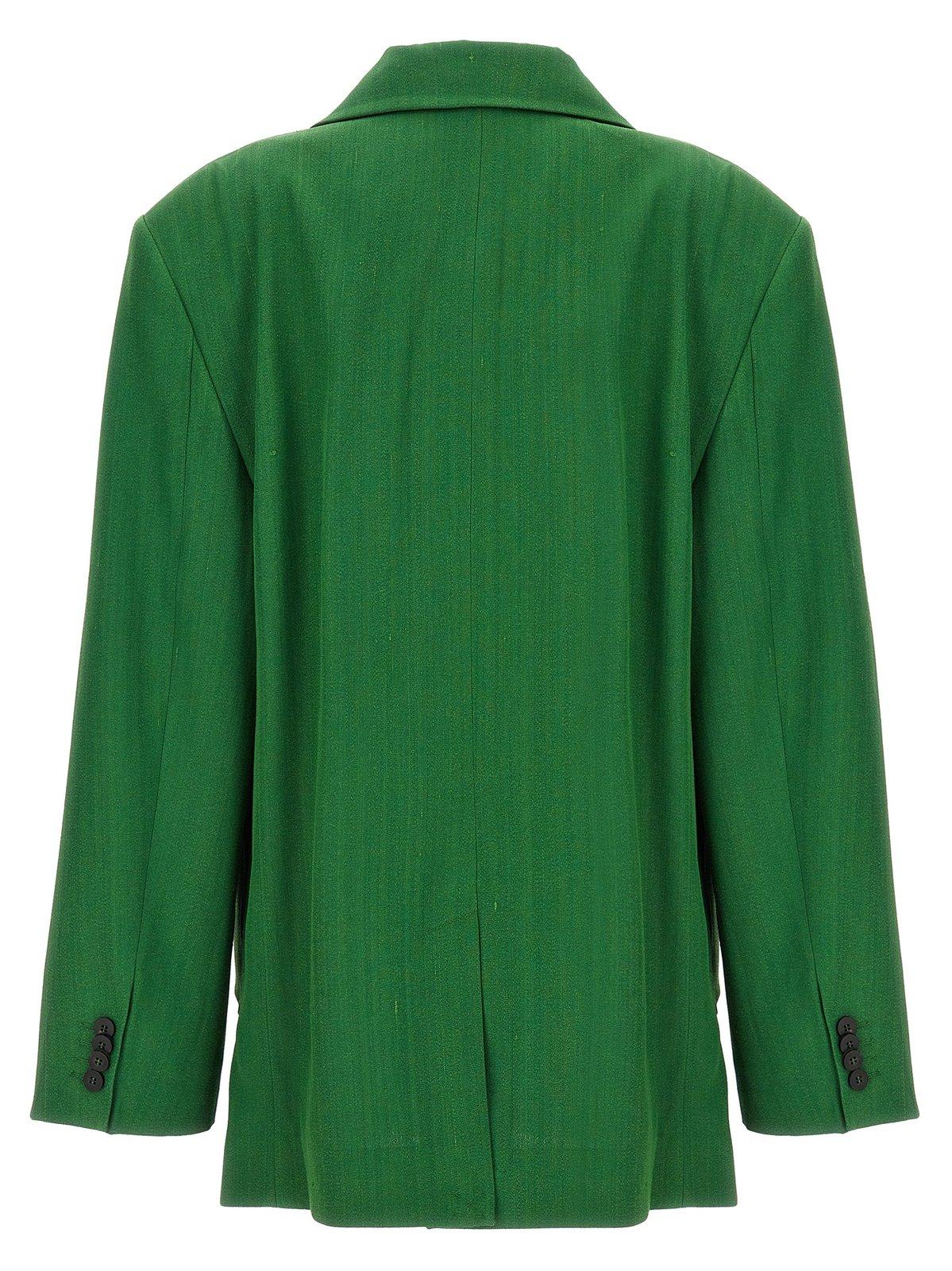 Shop Jacquemus Oversized Button-up Blazer In Green