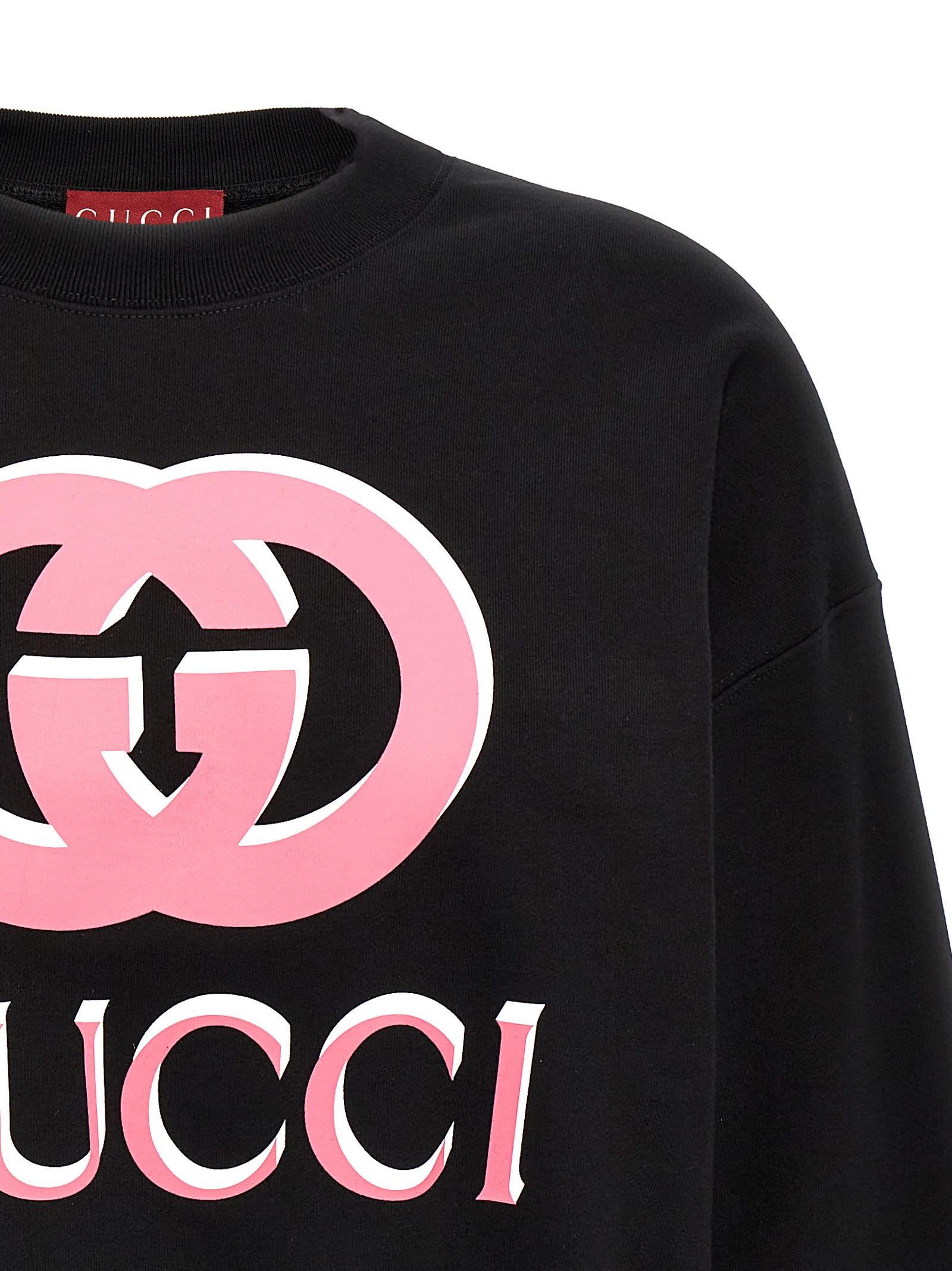 Shop Gucci Logo Print Sweatshirt In Black