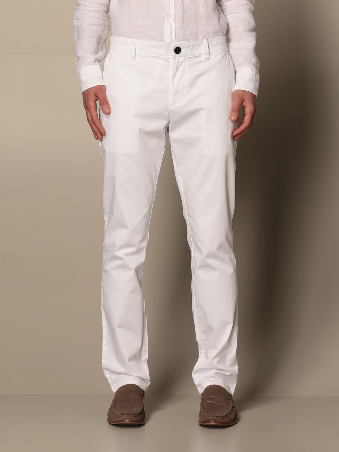 Armani Collezioni Armani Exchange Trousers Armani Exchange Chino Trousers In Stretch Cotton In White