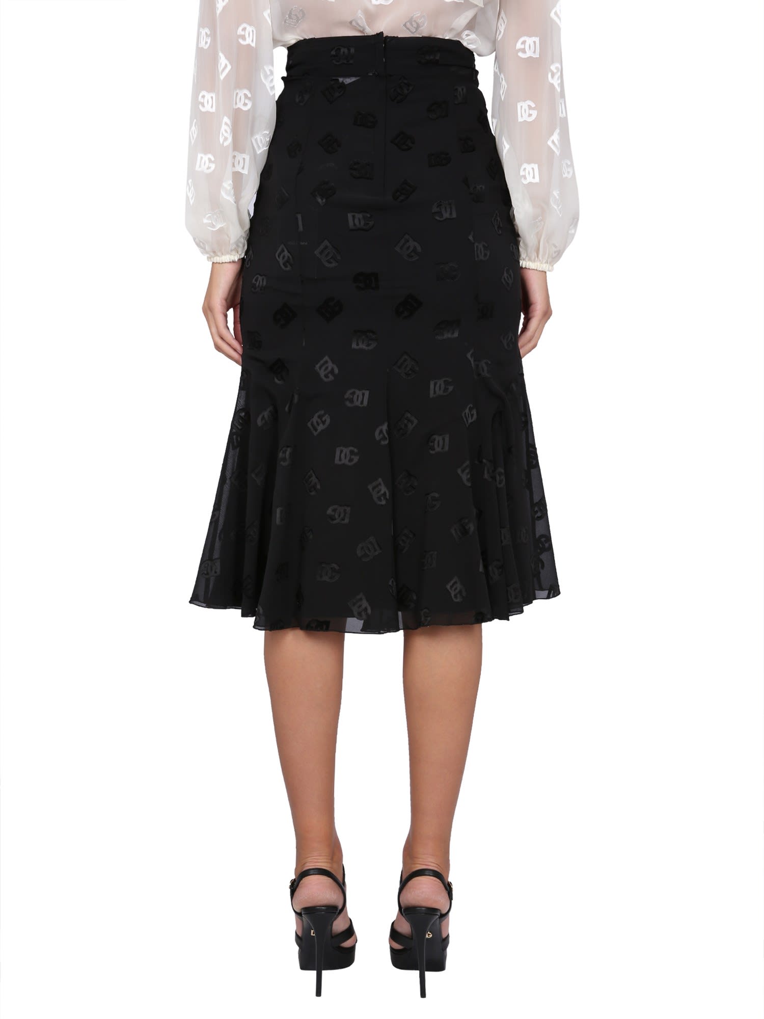Shop Dolce & Gabbana Midi Skirt In Nero
