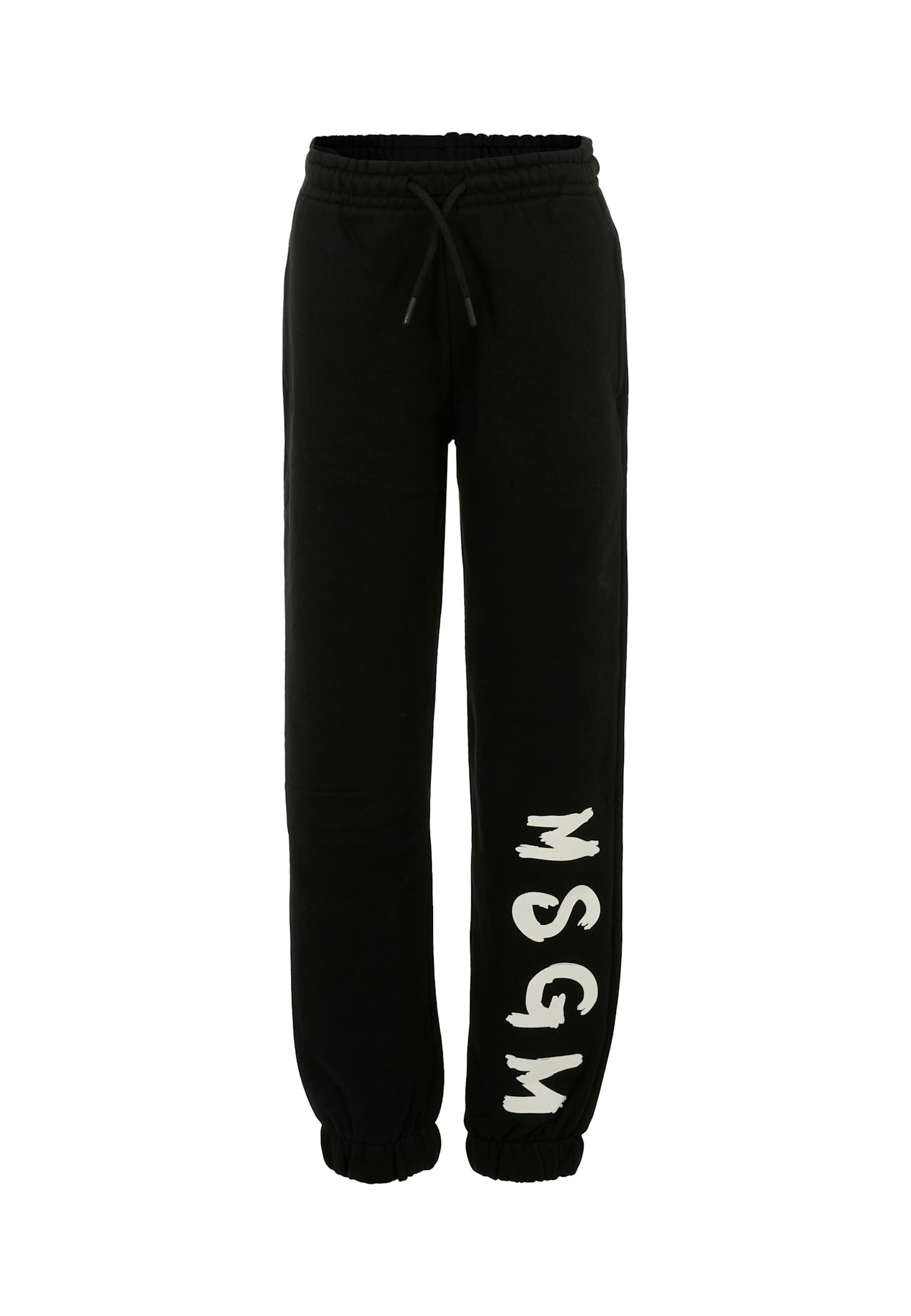 Msgm Black Trousers For Kids With Logo In Black