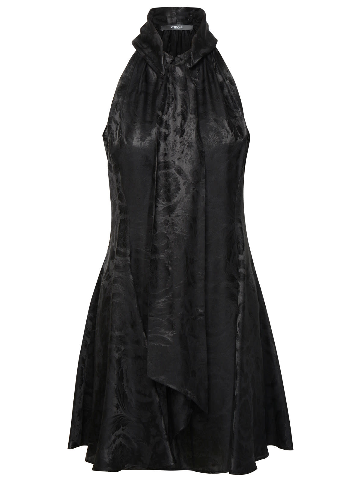 Shop Versace Barocco Dress In Black Silk Blend