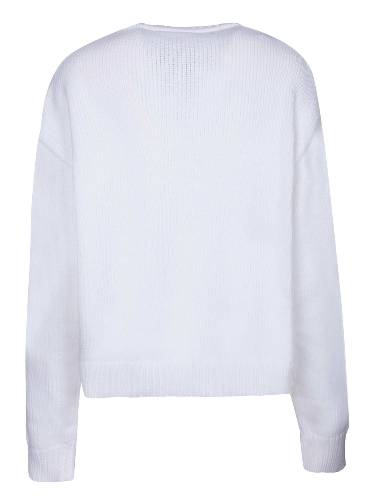Shop Moschino White Cotton Crewneck Sweater