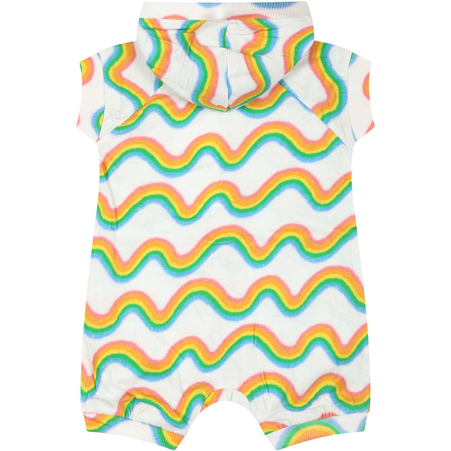 Shop Molo White Romper For Baby Girl With Rainbow Print In Multicolor