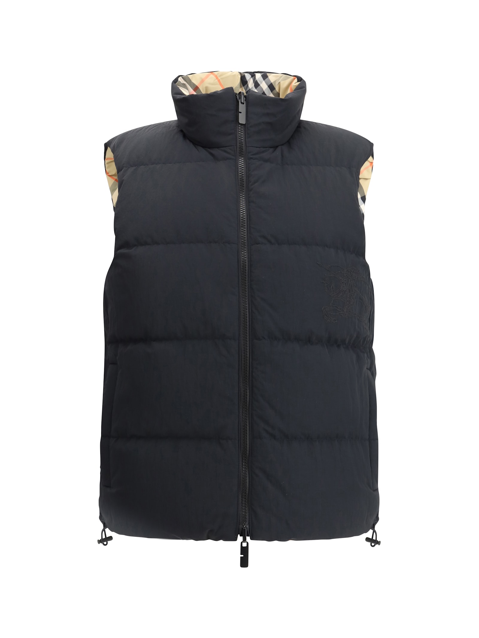 Shop Burberry Reversible Down Vest In Sand Ip Check
