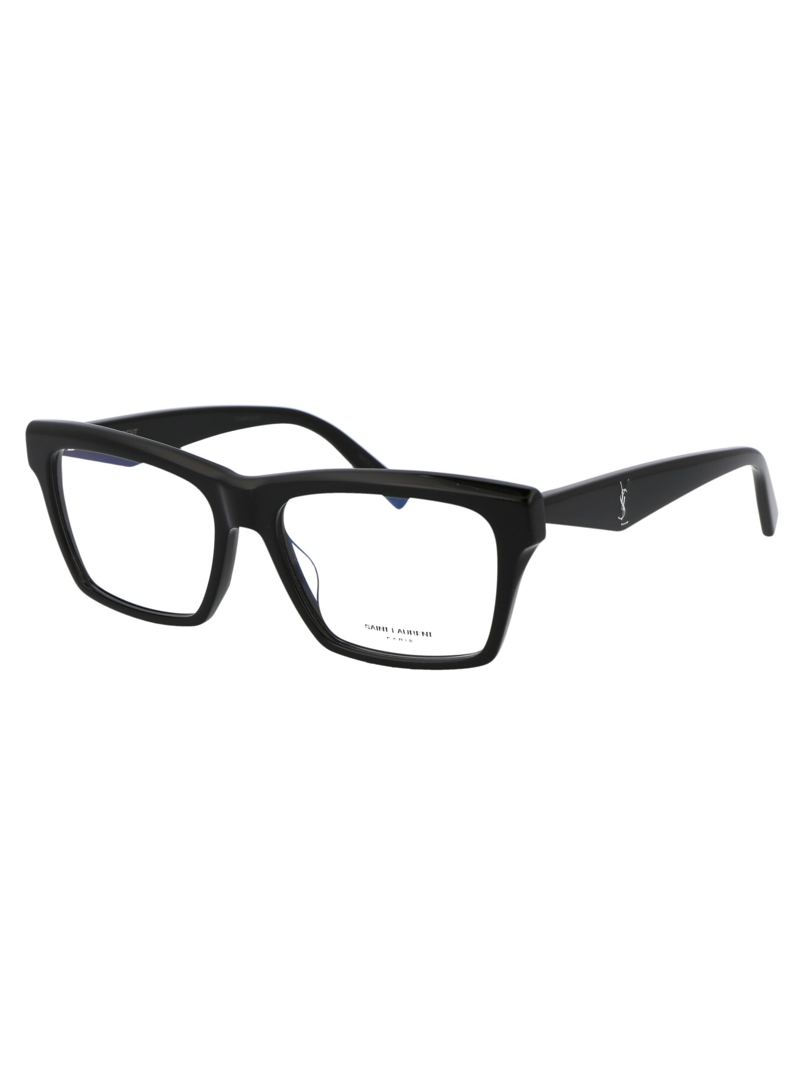 Shop Saint Laurent Sl M104 Opt Glasses In 002 Black Black Transparent