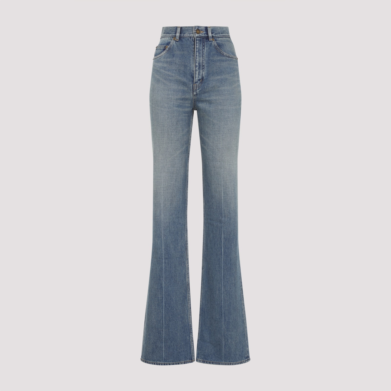 Saint Laurent 70s Jeans With Flared Boot-cut Leg In Authentic Medium Blu