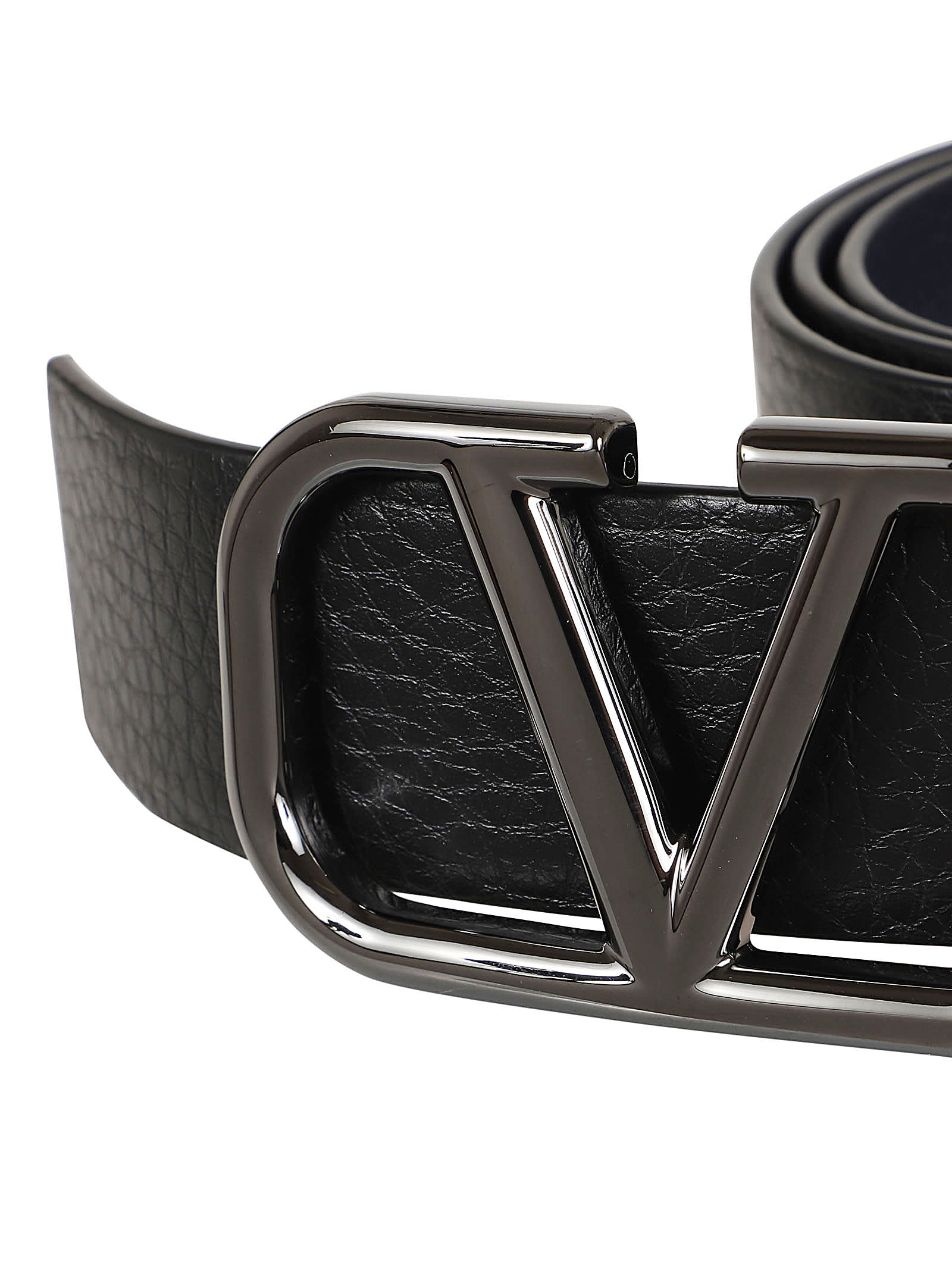 Shop Valentino Reversible Buckle Belt H.40 Vlogo Signature In Nero Marine