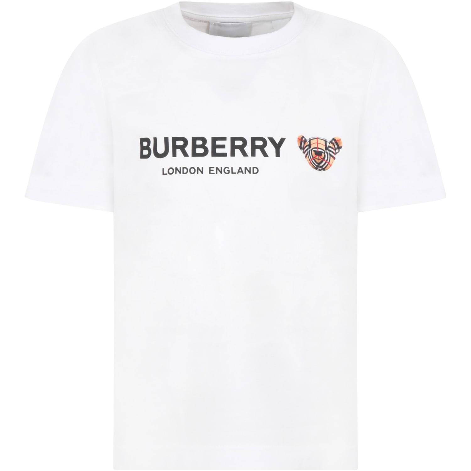 Burberry White T-shirt For Kids With Bear