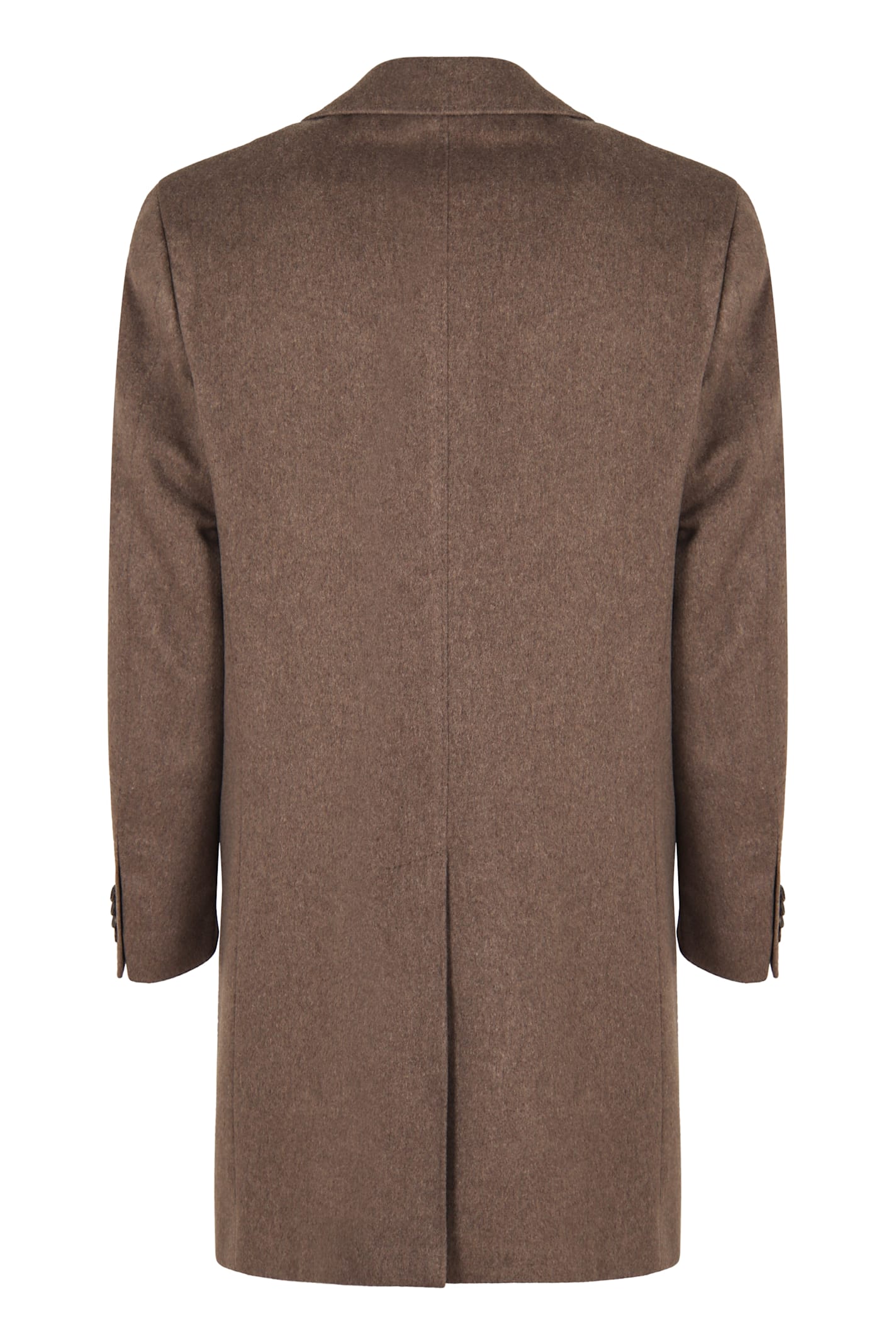 Canali Single-breasted Wool Coat In Brown