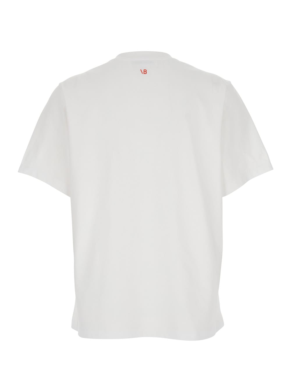 Victoria Beckham White Crewneck T-shirt With Slogan Print On The Front In Cotton Woman