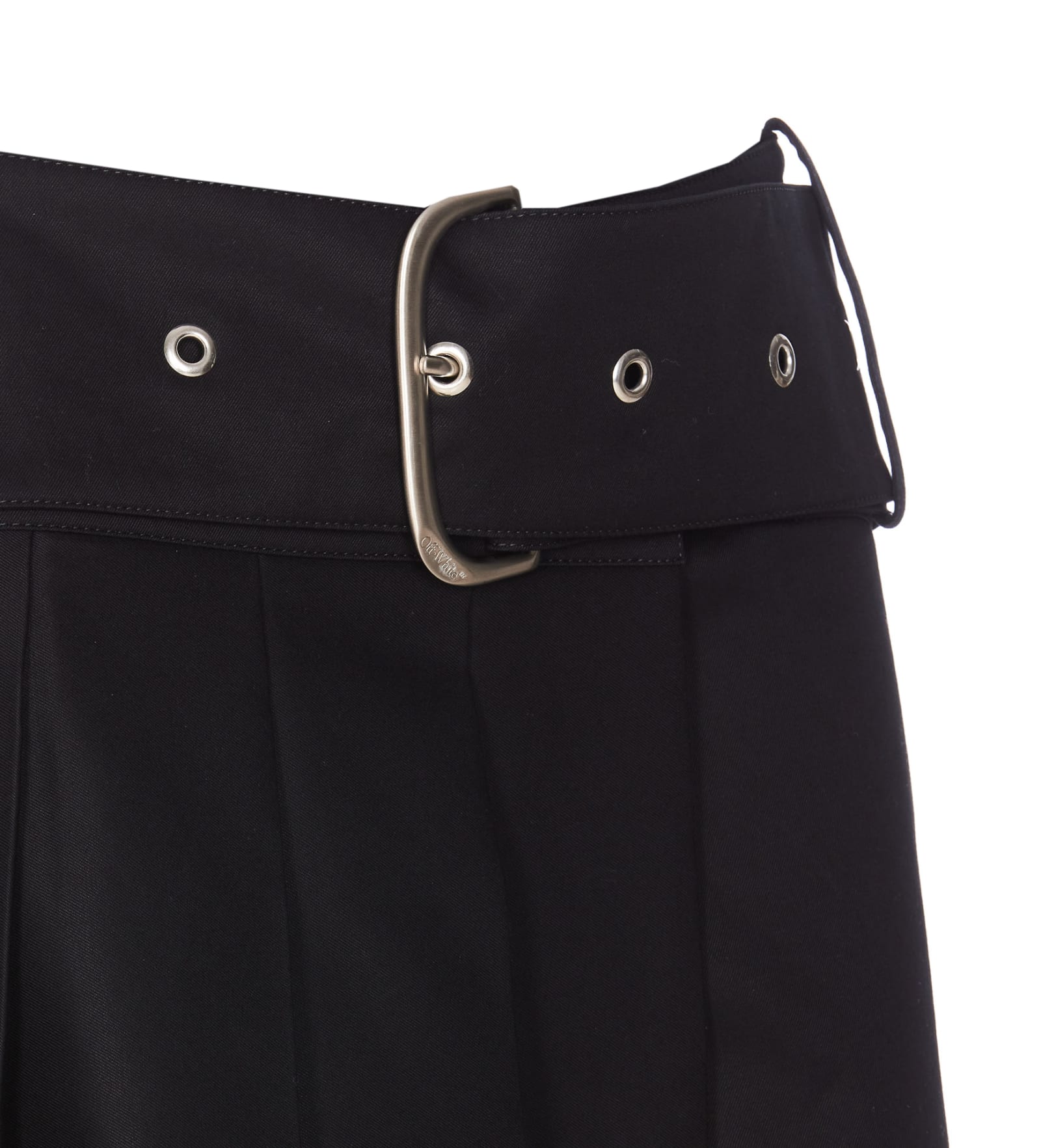 Shop Off-white Belt Pleated Skirt In Black
