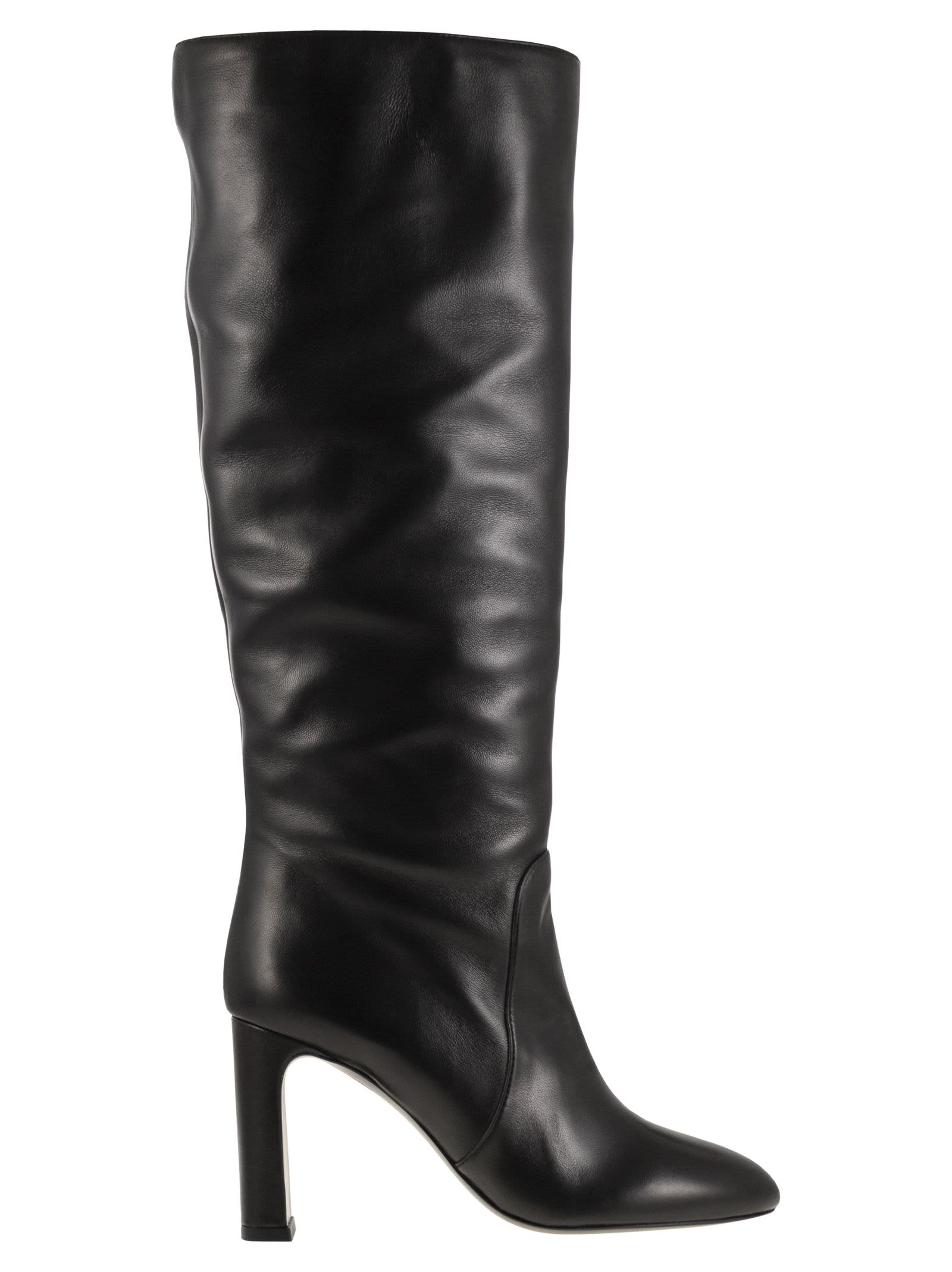 Stuart Weitzman Babette Tubo 85 Leather Knee-high Boots In Black
