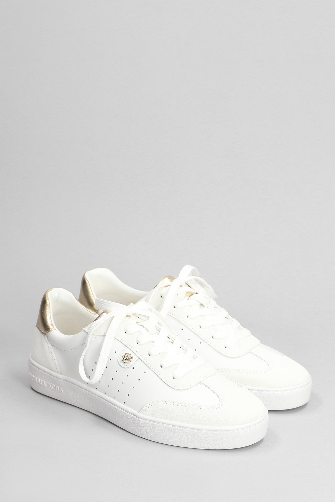 Shop Michael Kors Scotty Sneakers In White Suede And Leather
