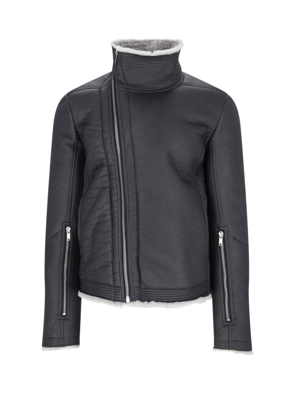 Shop Rick Owens Bauhaus Asymmetric Zip Jacket In Black/pearl