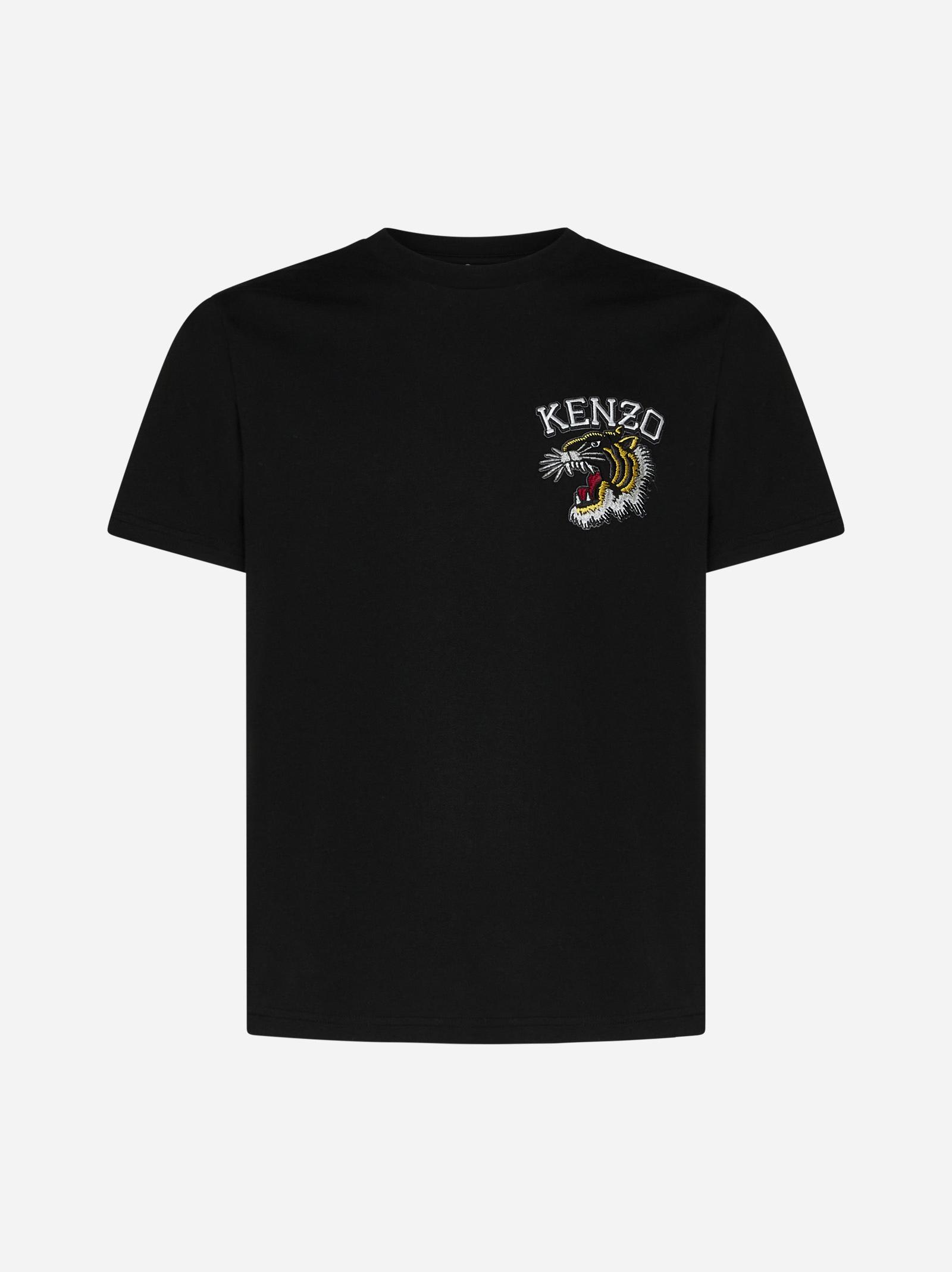 Shop Kenzo Tiger Varsity Cotton Shirt In Black